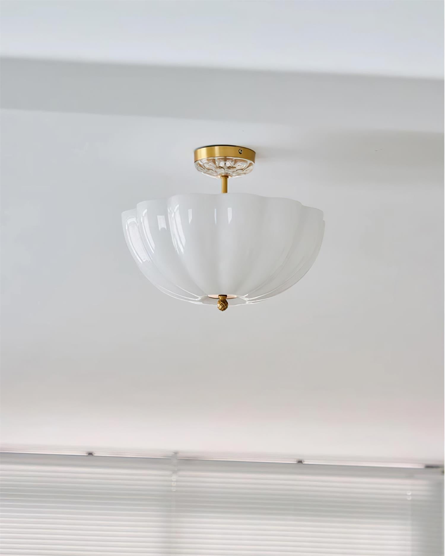 Ceiling Light Brass and Glass with Elegant Petal Silhouette Modern - Neutral Decor