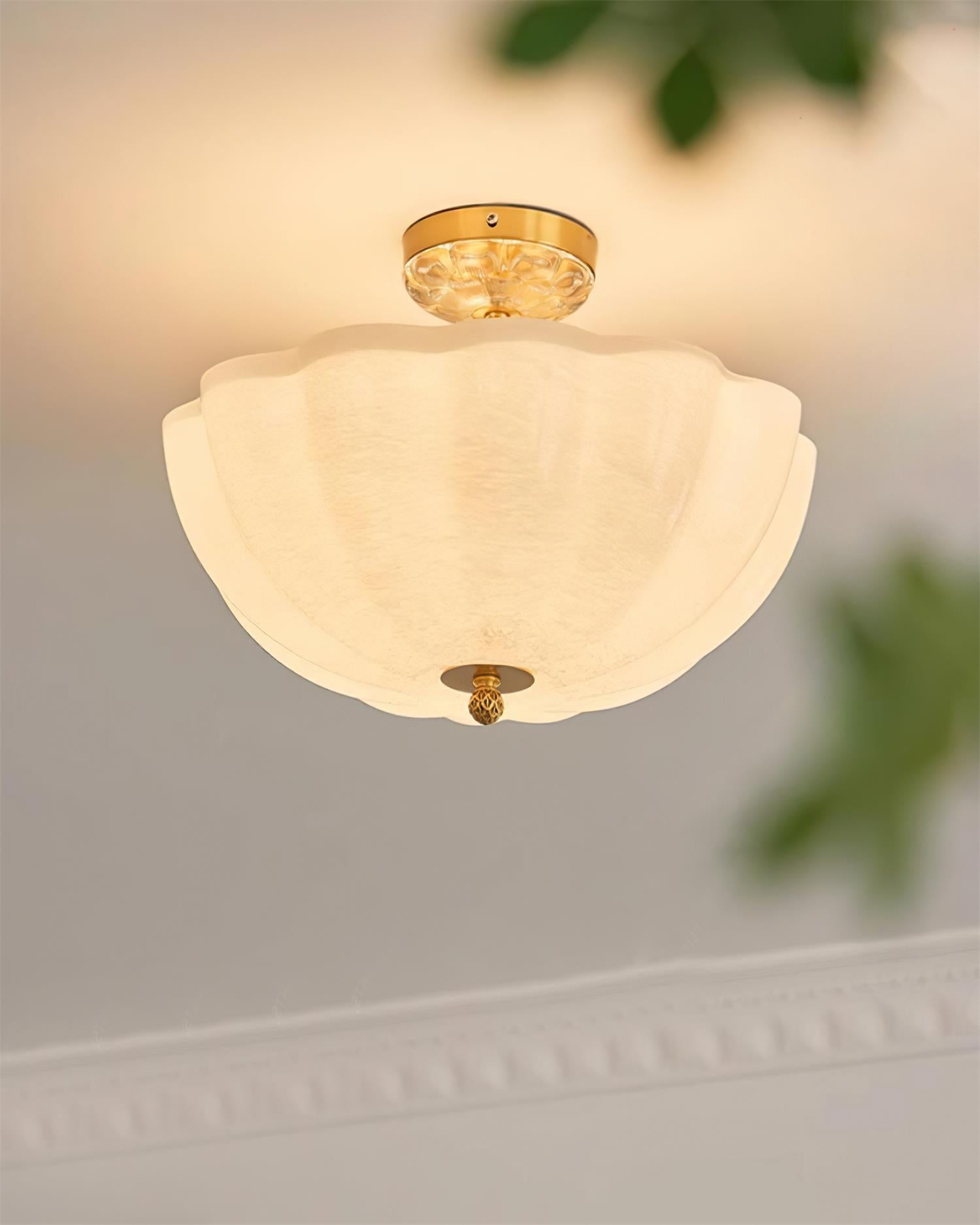 Ceiling Light Brass and Glass with Elegant Petal Silhouette Modern - Neutral Decor