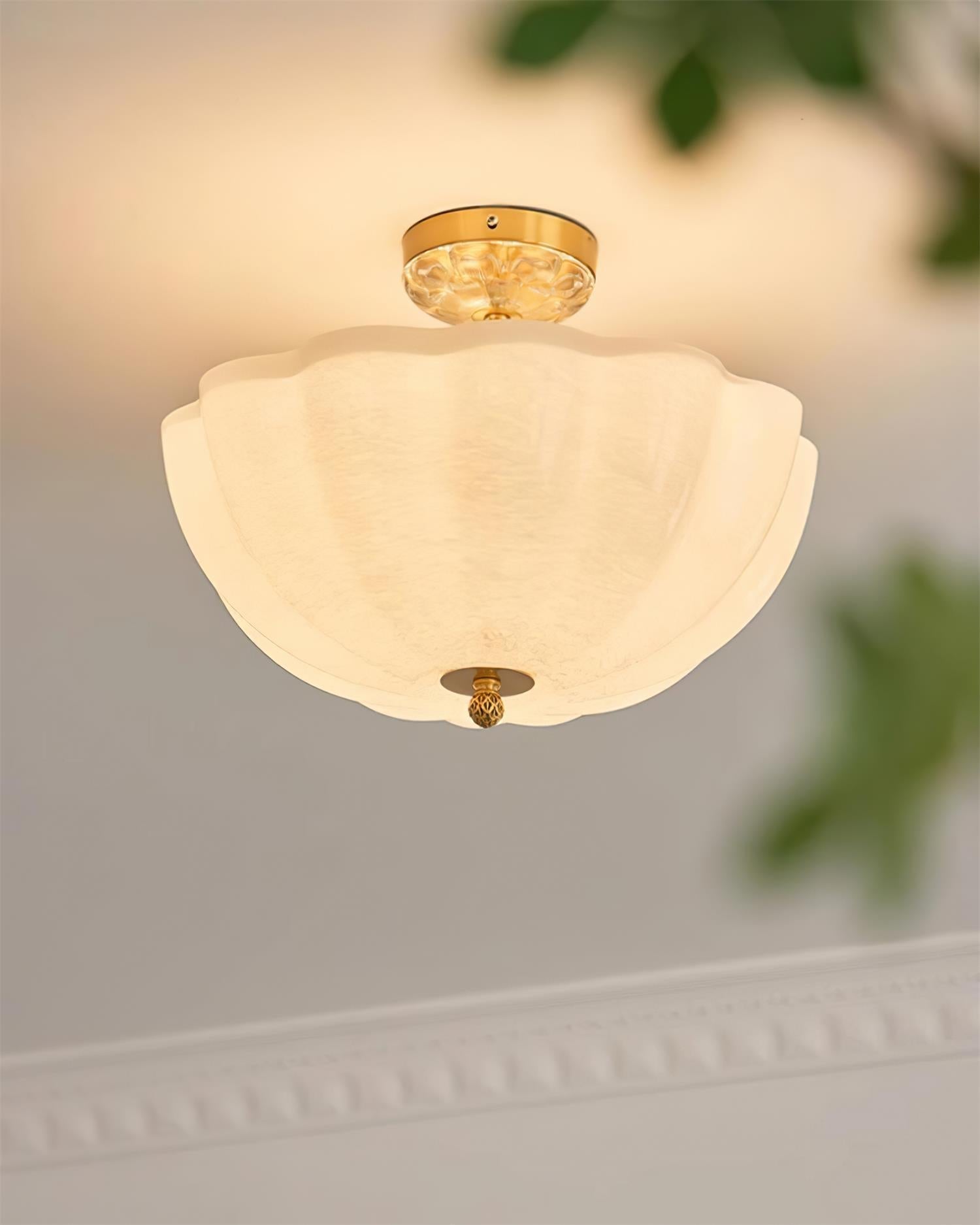 Ceiling Light Brass and Glass with Elegant Petal Silhouette Modern - Neutral Decor