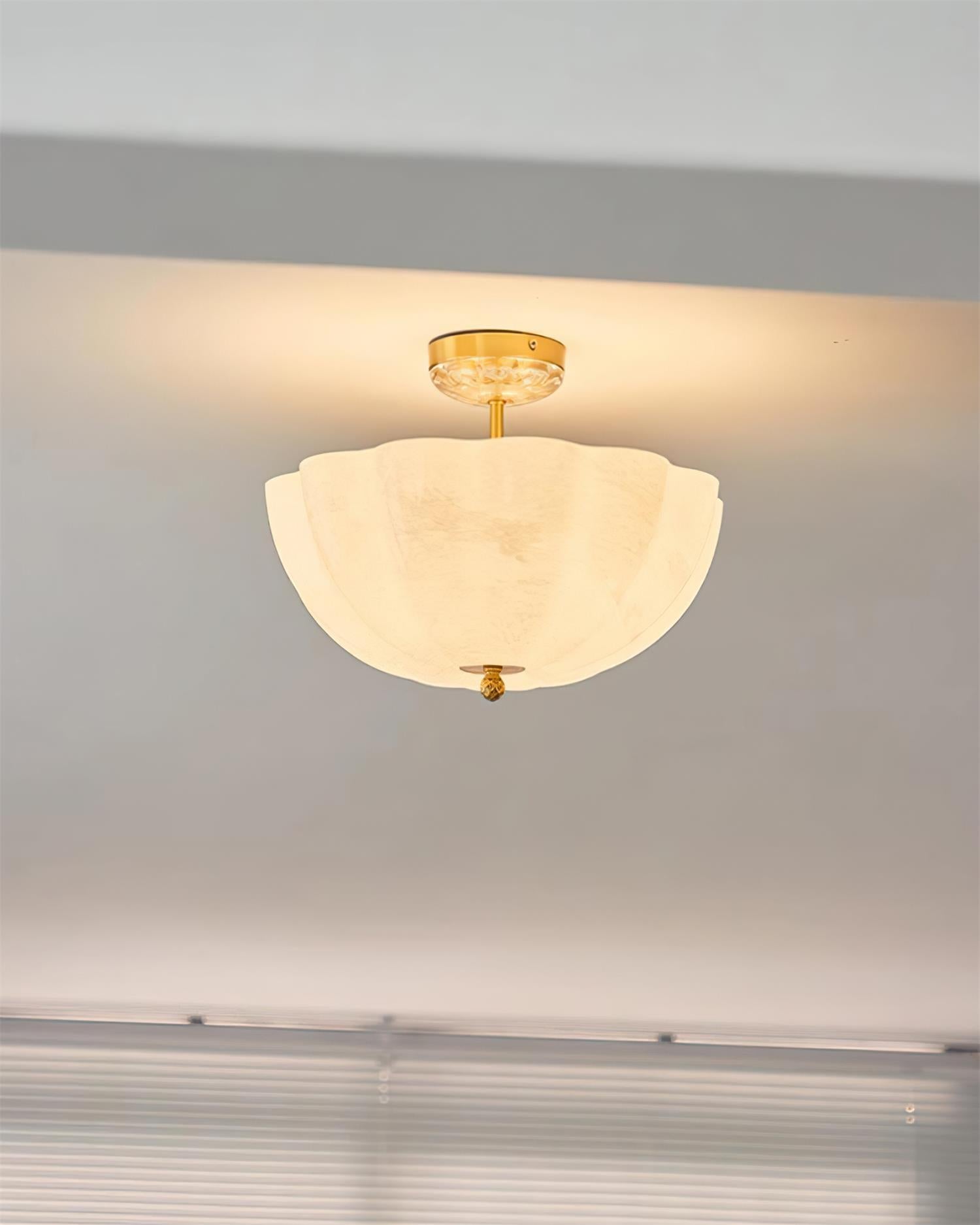 Ceiling Light Brass and Glass with Elegant Petal Silhouette Modern - Neutral Decor