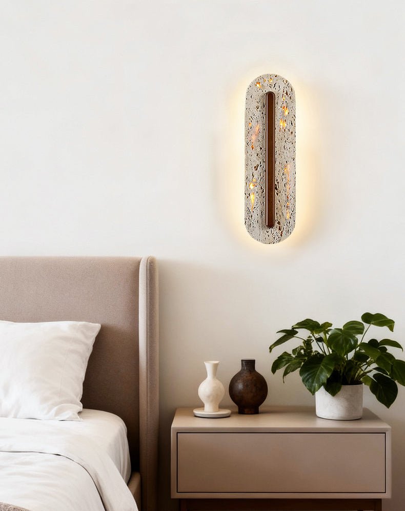 Cato Bellamont Minimalist Beige Travertine Wall Lamp