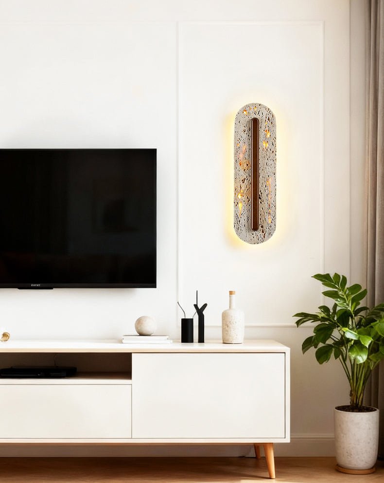 Cato Bellamont Minimalist Beige Travertine Wall Lamp
