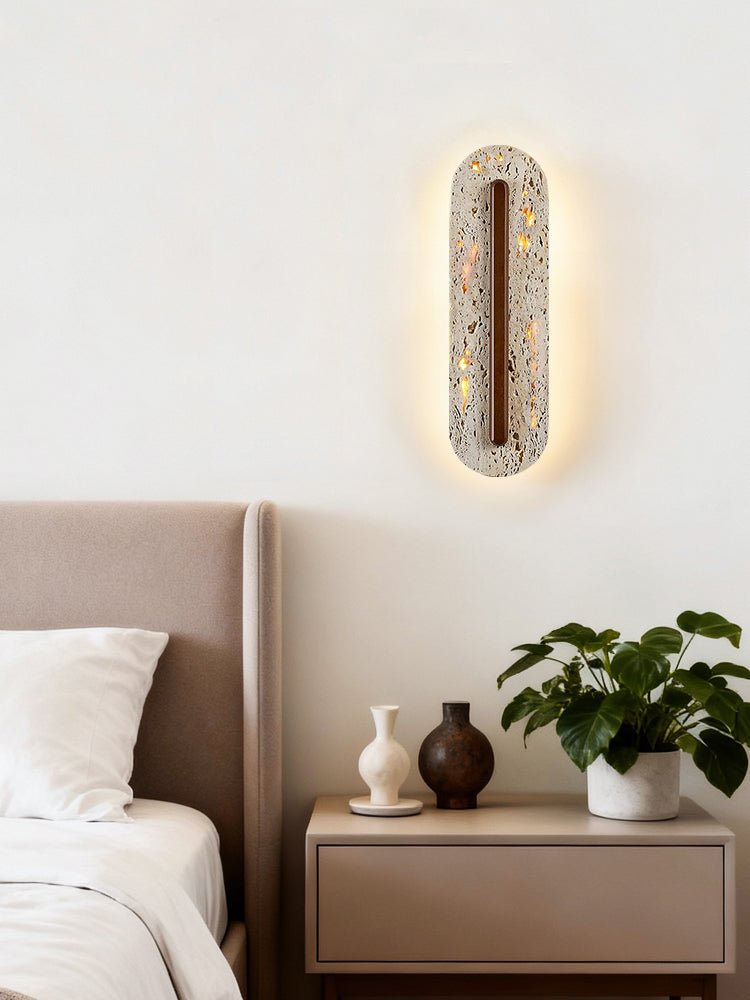Cato Bellamont Minimalist Beige Travertine Wall Lamp