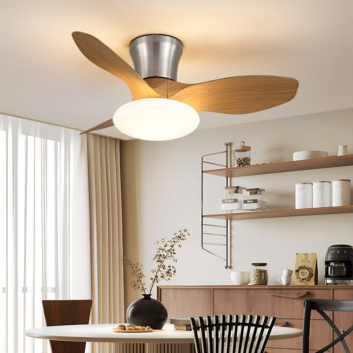 Velora Modern Wood Ceiling Fan Light