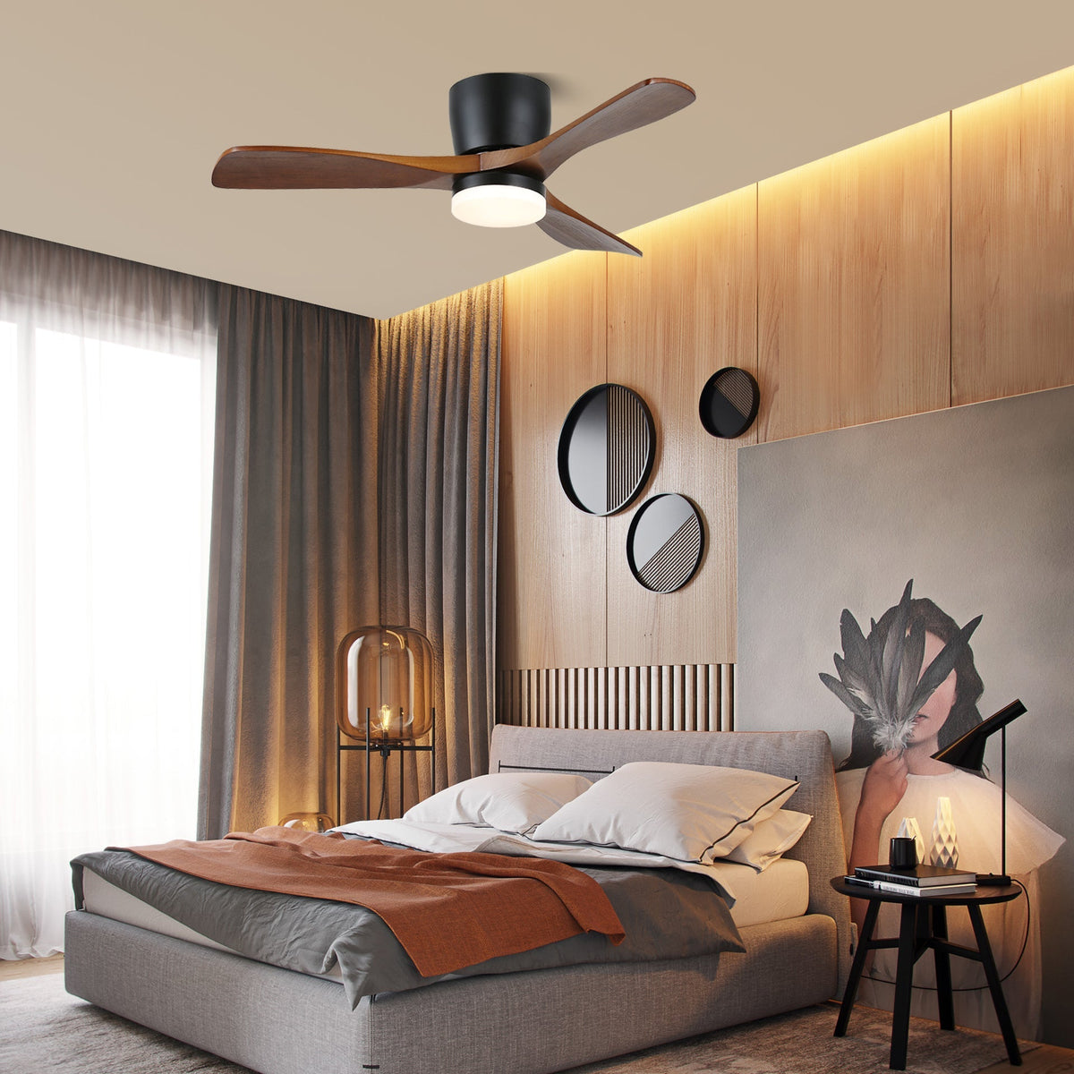 Matteo Wooden 42"/52" Ceiling Fan With Light