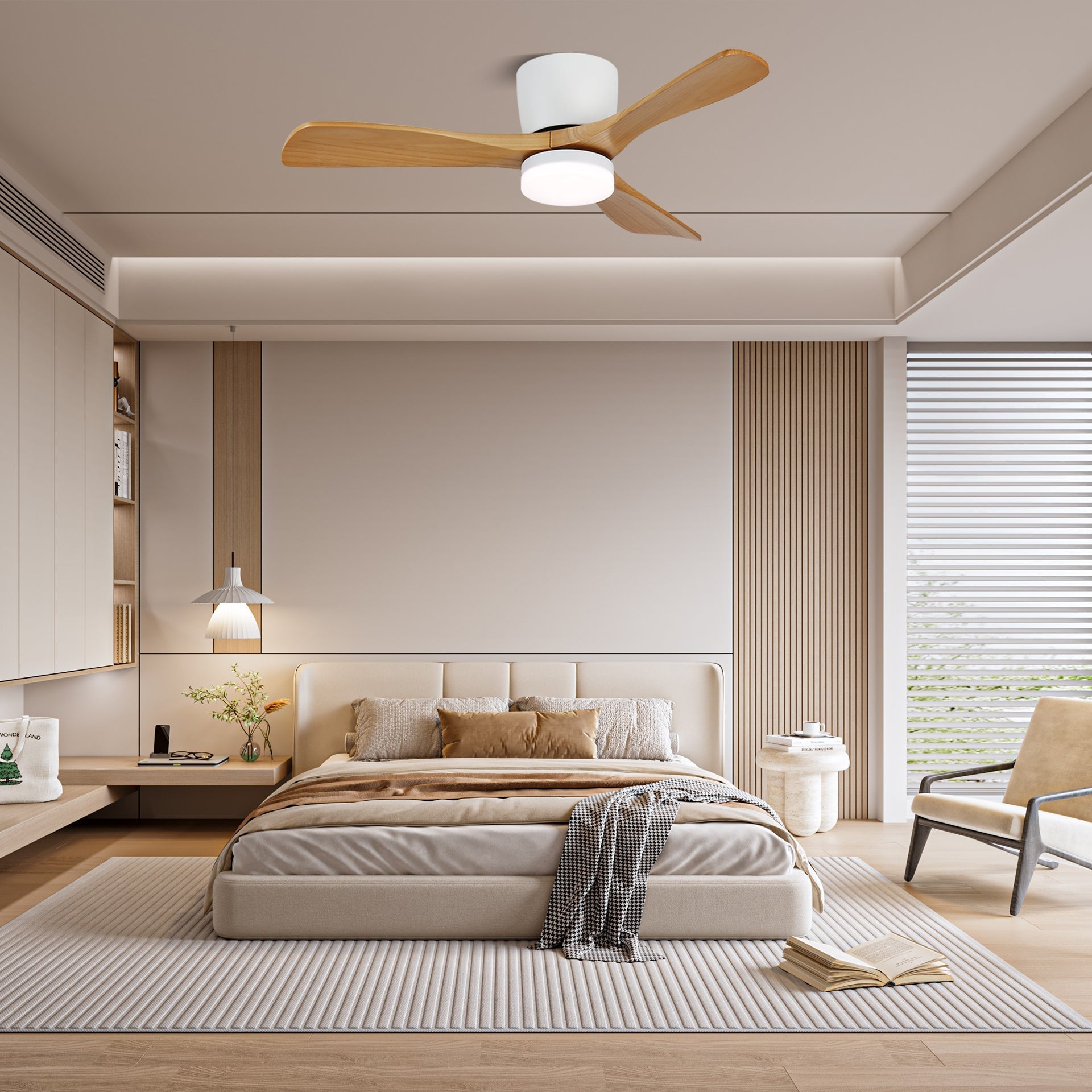 Matteo Wooden 42"/52" Ceiling Fan With Light
