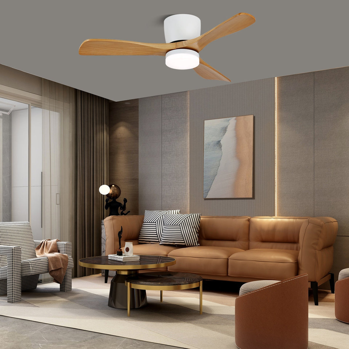 Matteo Wooden 42"/52" Ceiling Fan With Light