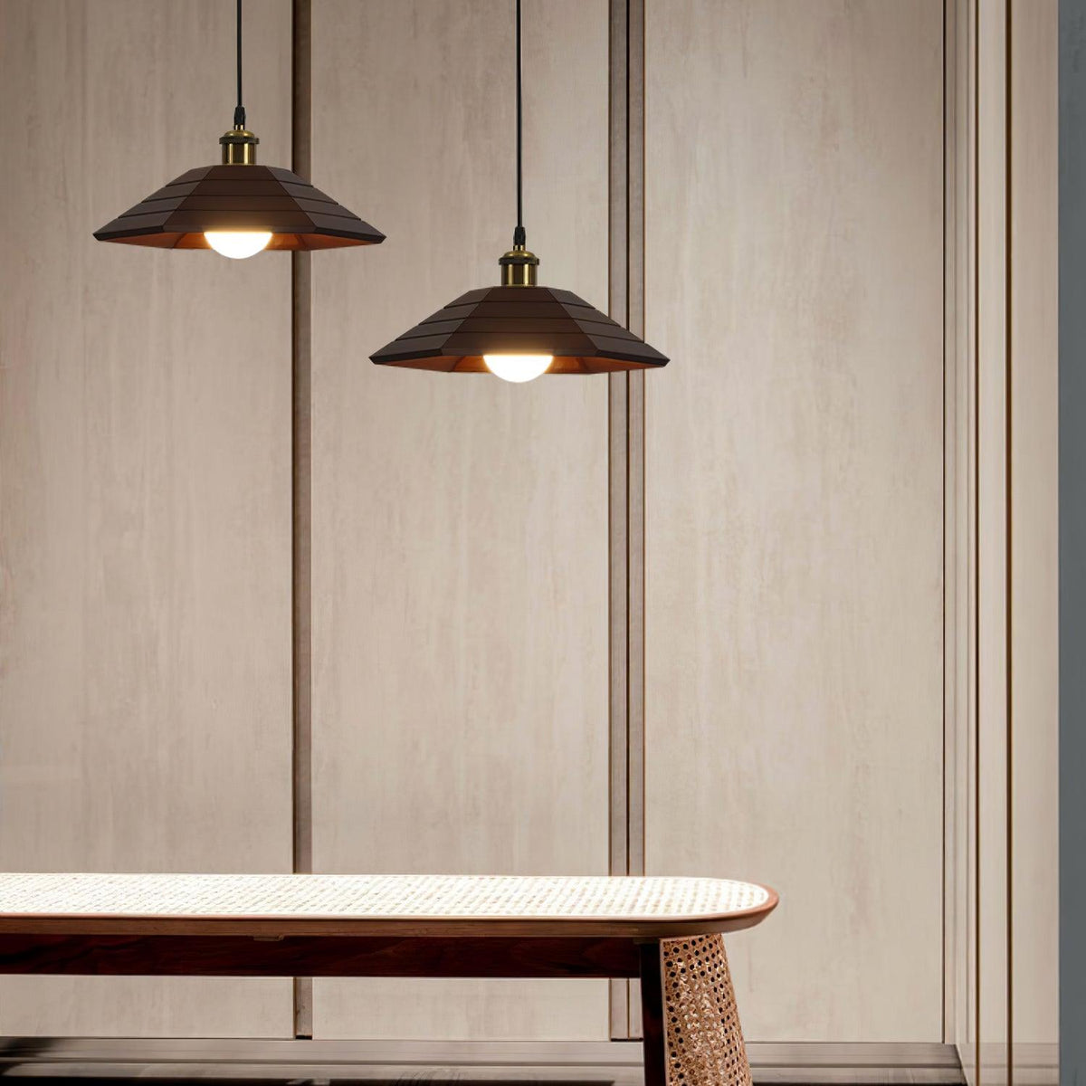 Evys Traditional Art Wood Pendant Light