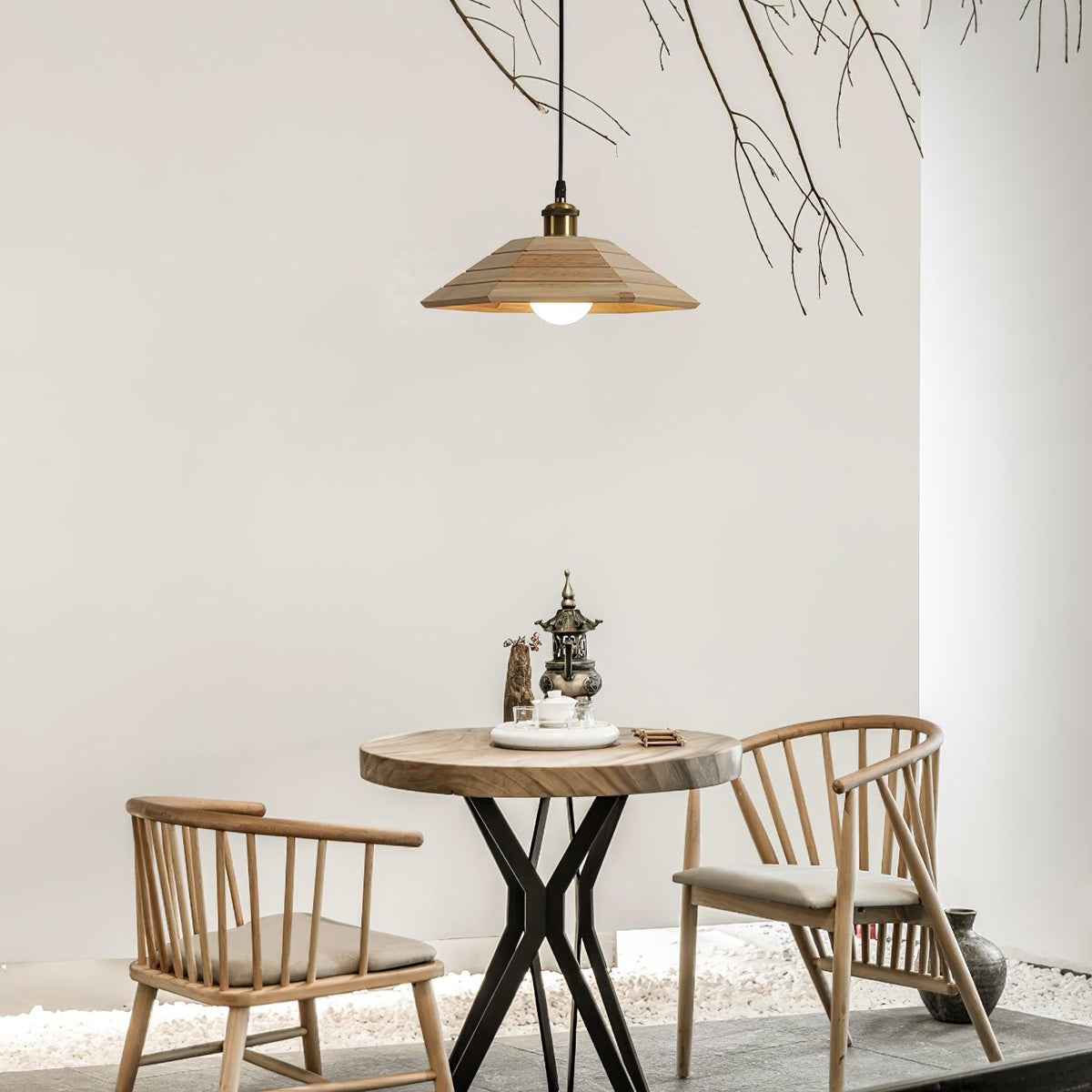 Evys Traditional Art Wood Pendant Light