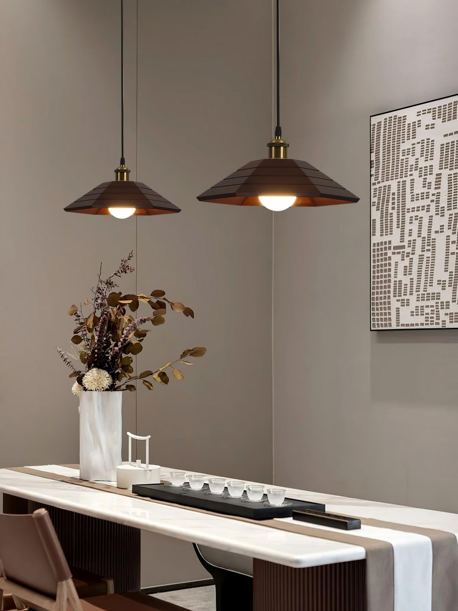 Evys Traditional Art Wood Pendant Light