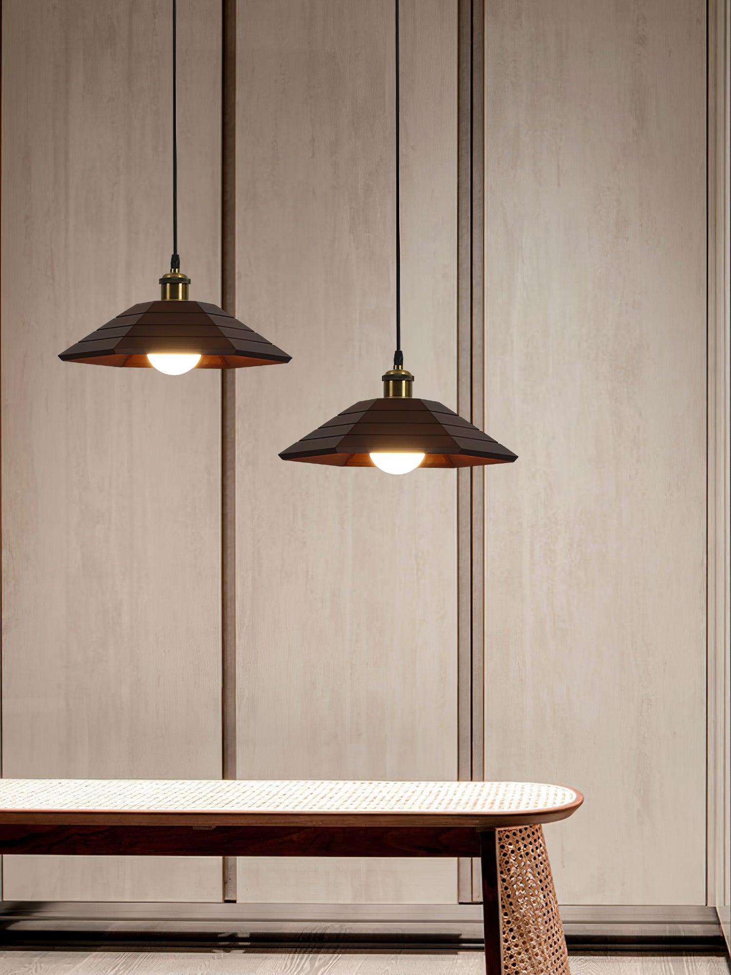 Evys Traditional Art Wood Pendant Light