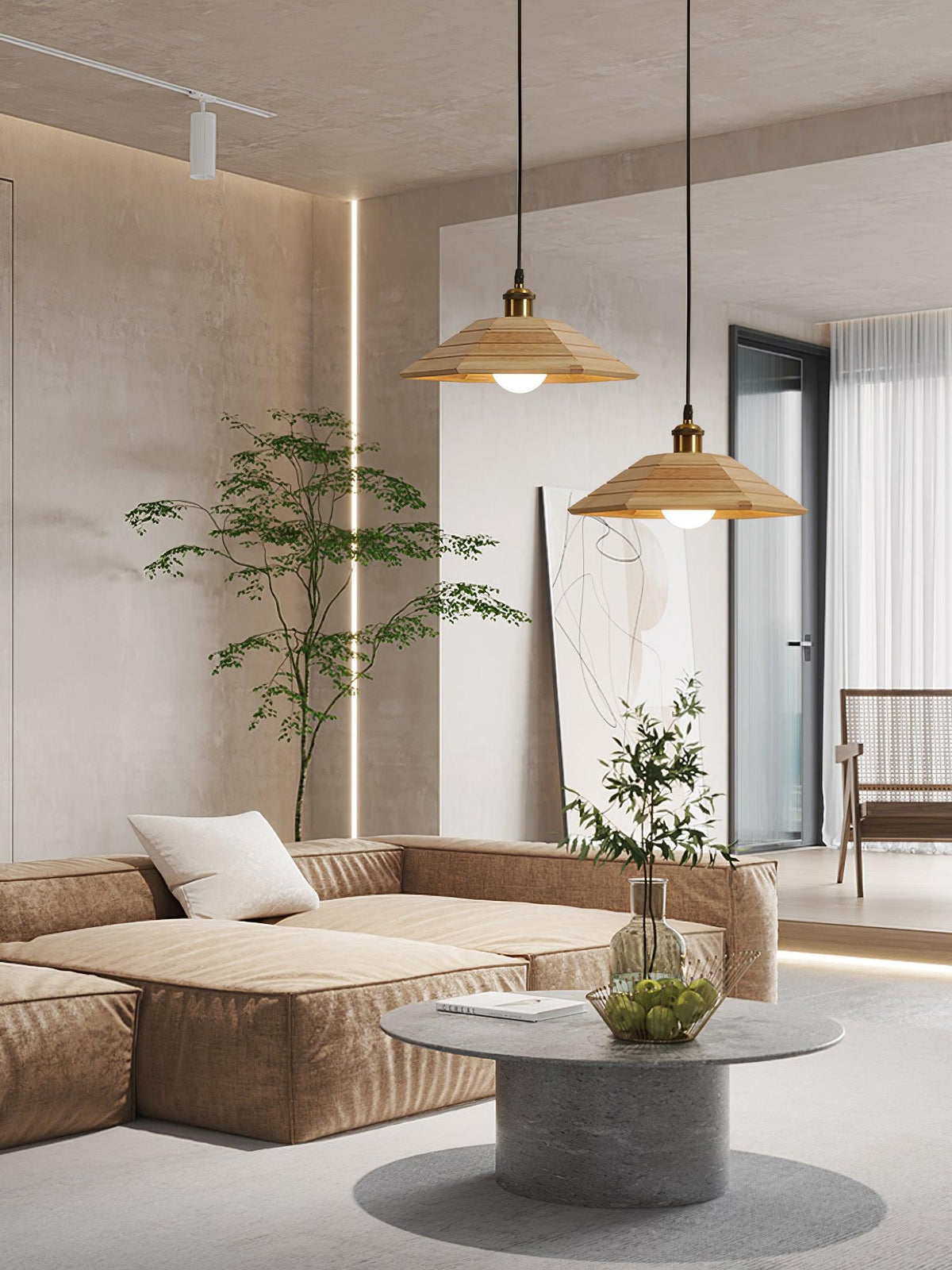 Evys Traditional Art Wood Pendant Light