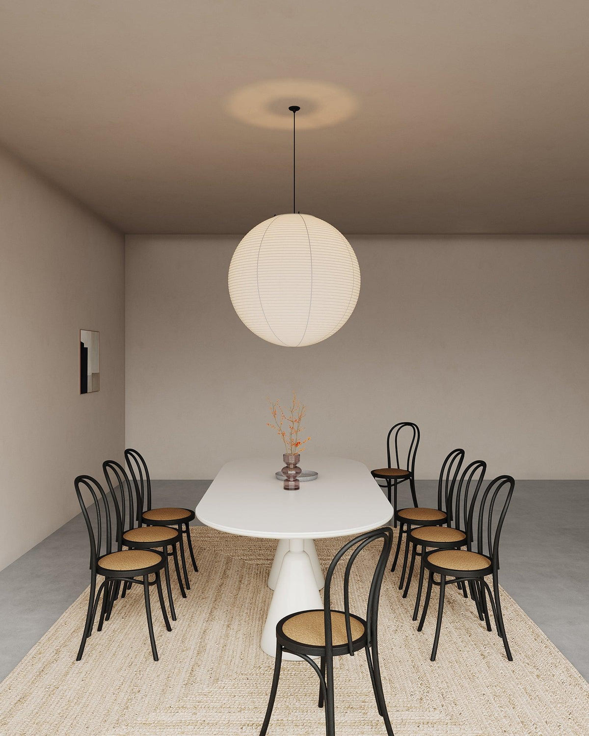 Noveno Pendant Lamp Bamboo Washi Paper Round
