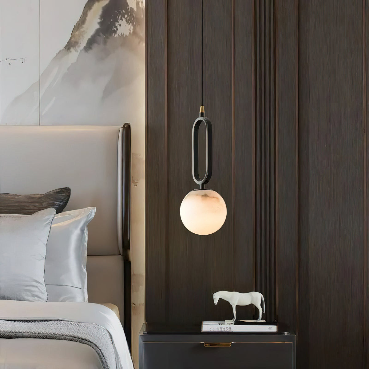Gloruvyd Minimalist Ball Alabaster Pendant Light