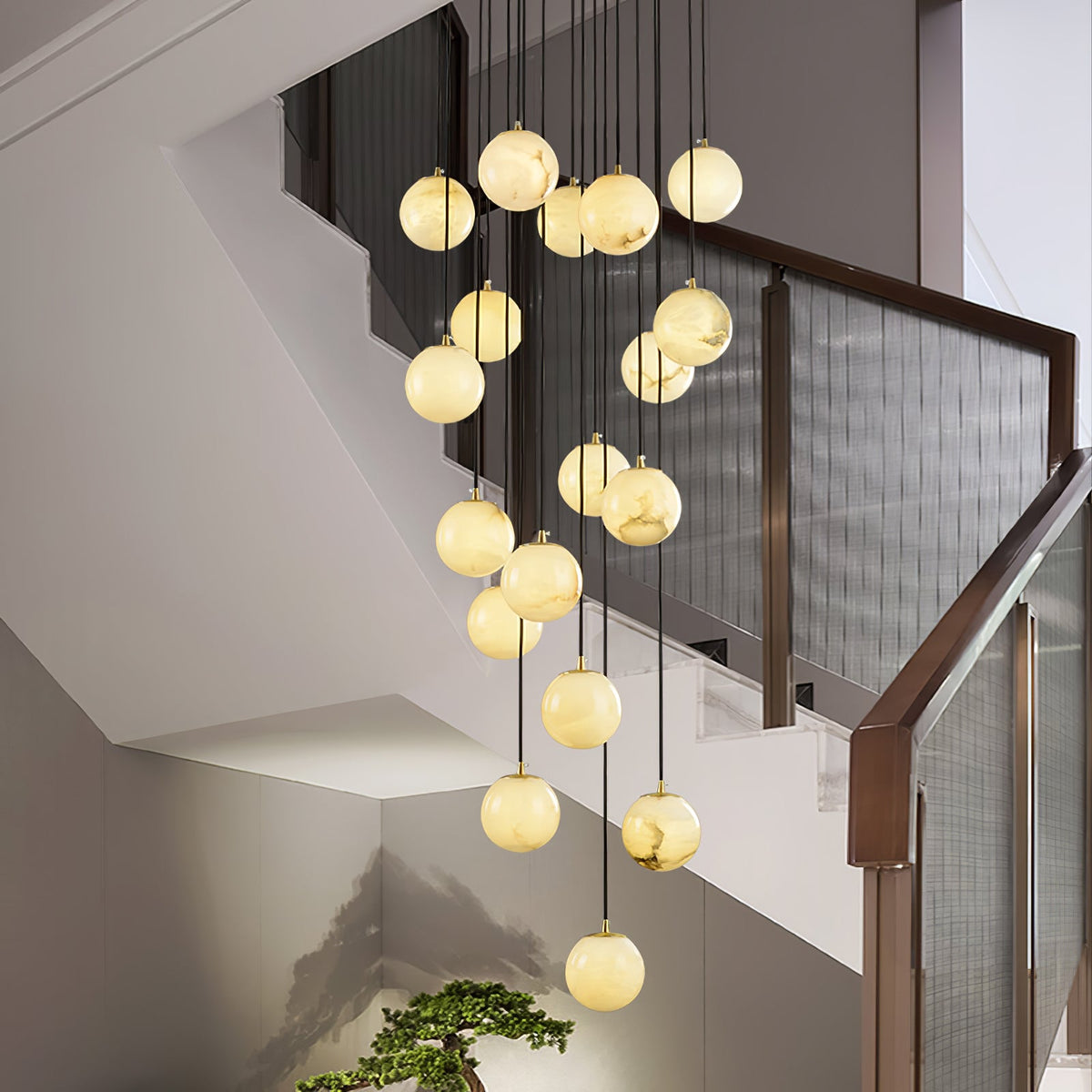 Gloruvye Balls Modern Cluster Alabaster  Chandelier