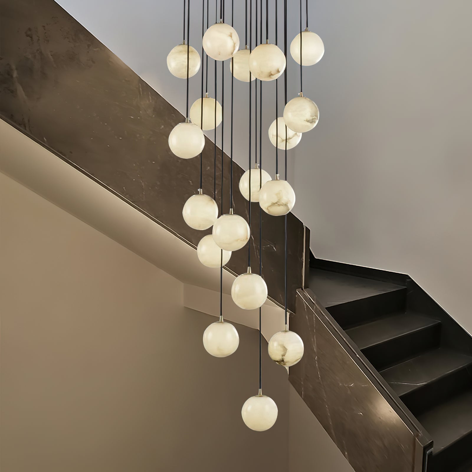 Belen Balls Modern Cluster Alabaster  Chandelier