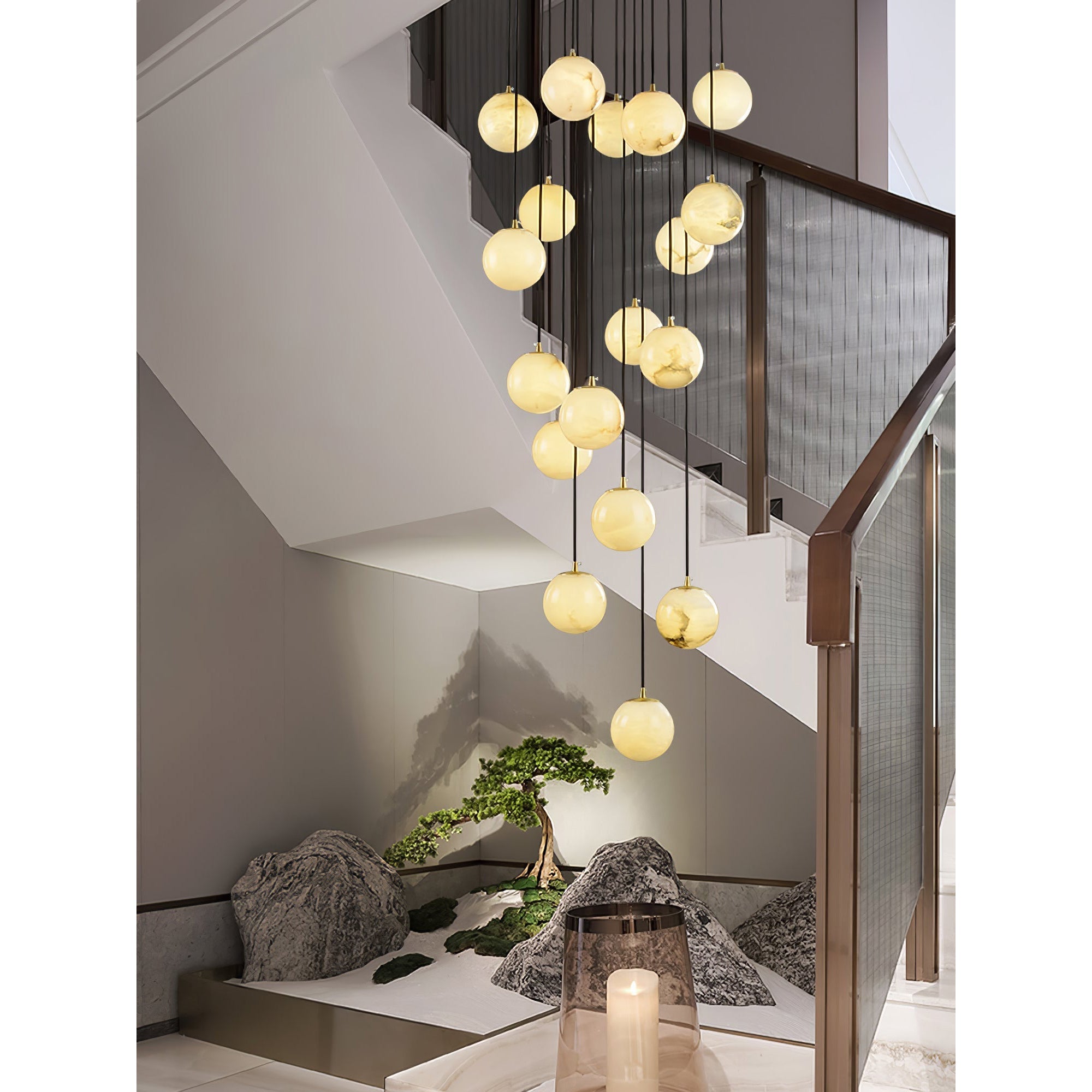 Belen Balls Modern Cluster Alabaster  Chandelier