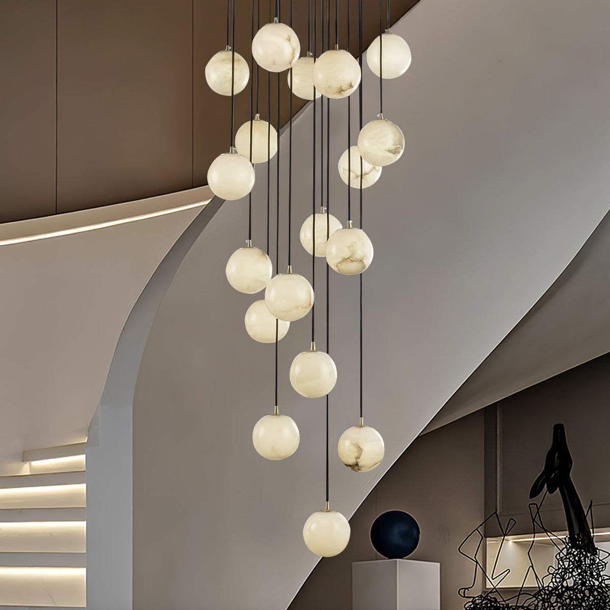 Belen Balls Modern Cluster Alabaster  Chandelier