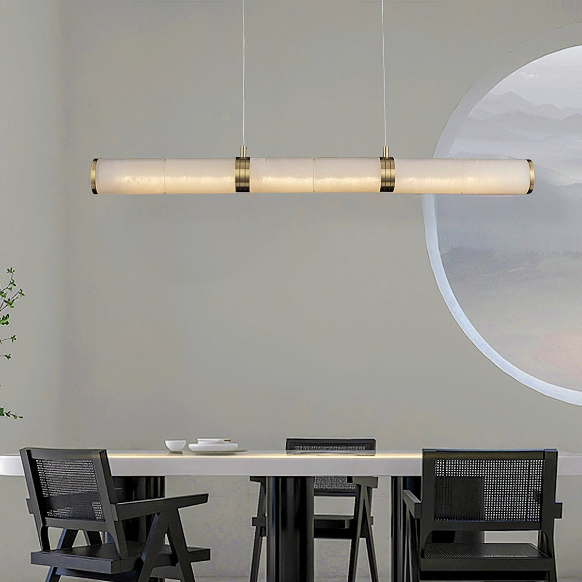 Gevrel Minimalist Alabaster Linear Pendant Light