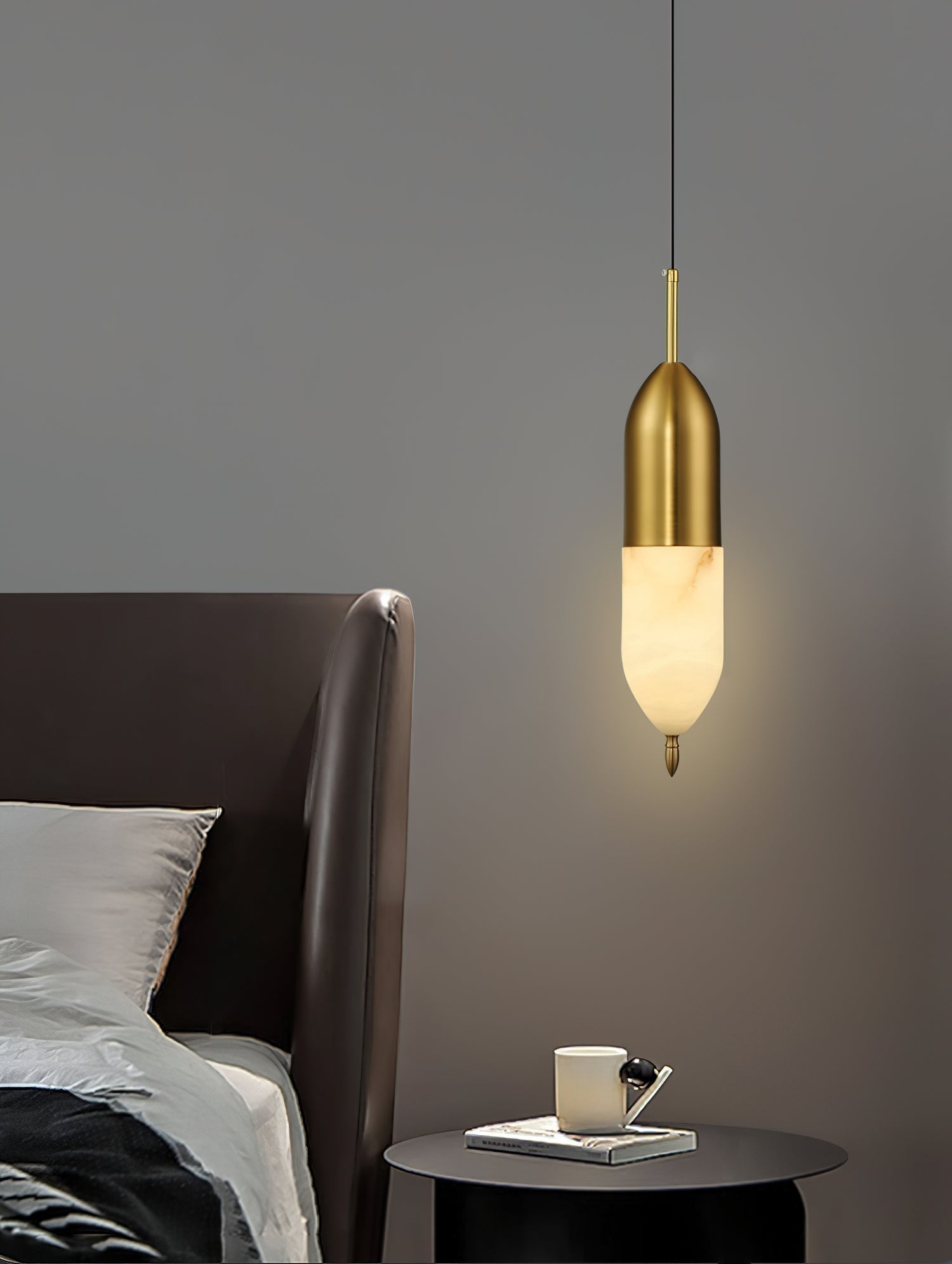Himinuvye Alabaster Minimalist Bolus Brass Pendant Light