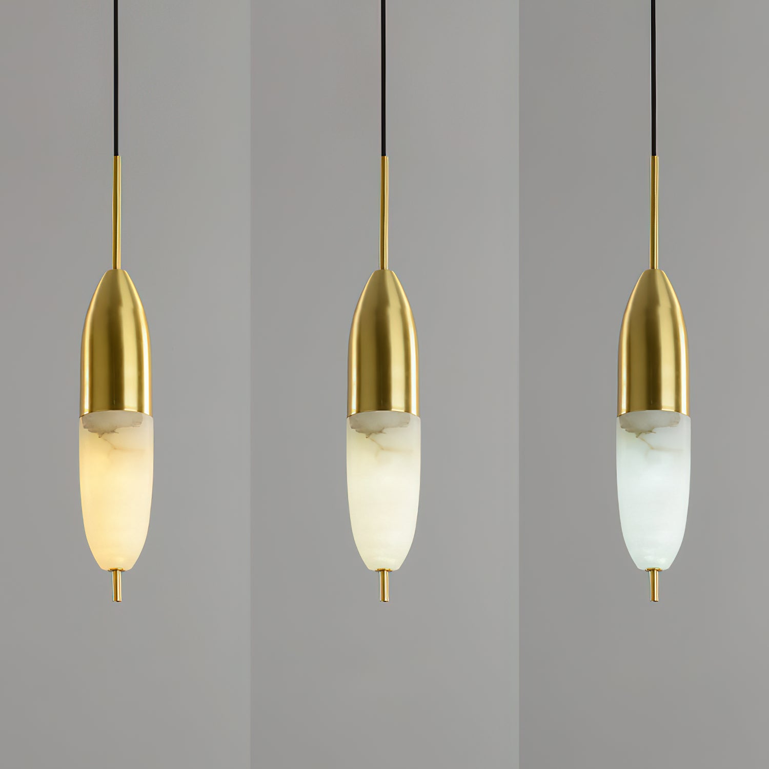 Himinuvye Alabaster Minimalist Bolus Brass Pendant Light