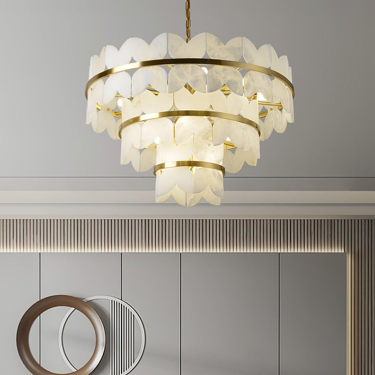 Seraphina Vintage Alabaster Chandelier Light