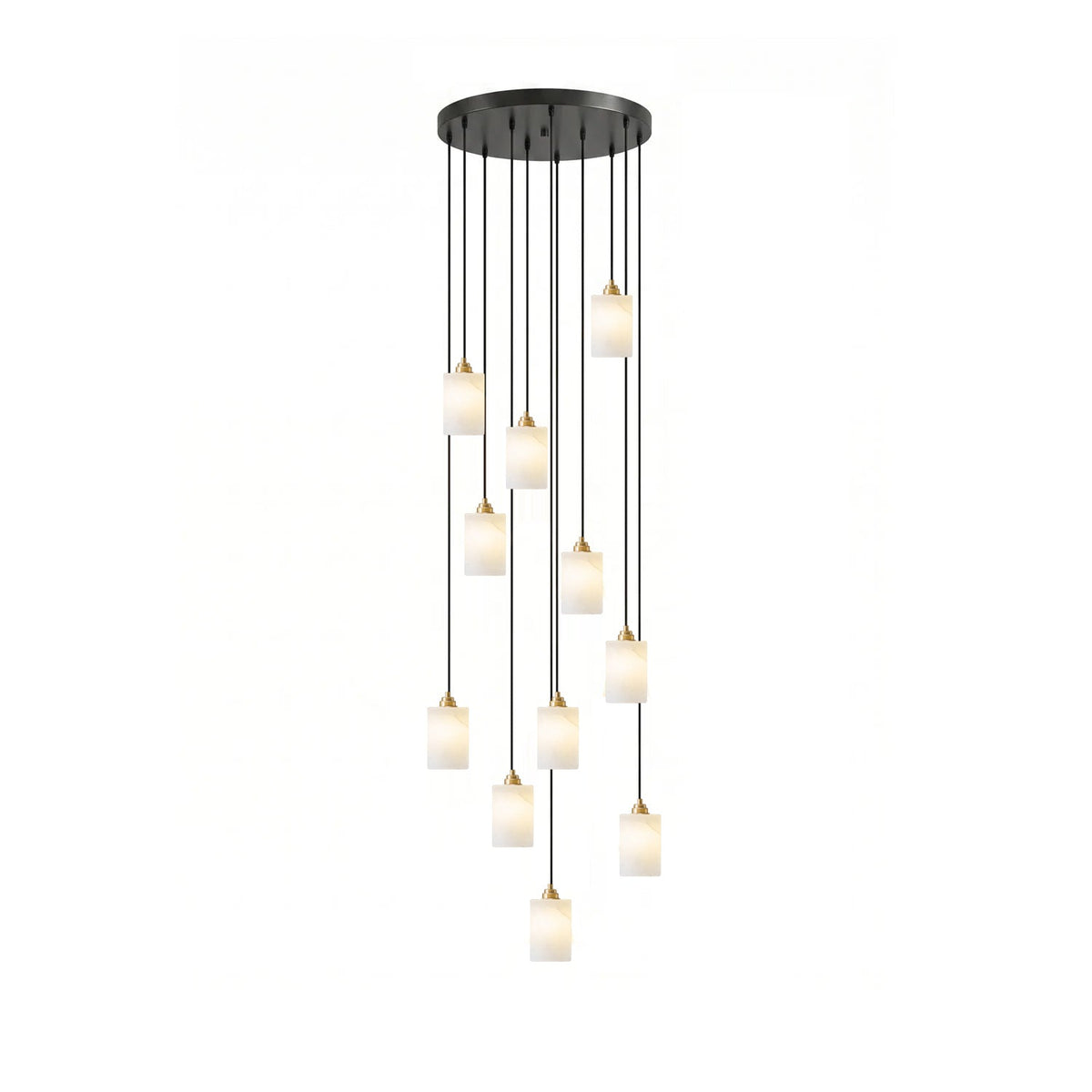 Nivanian Alabaster Cylinder Cluster Chandelier
