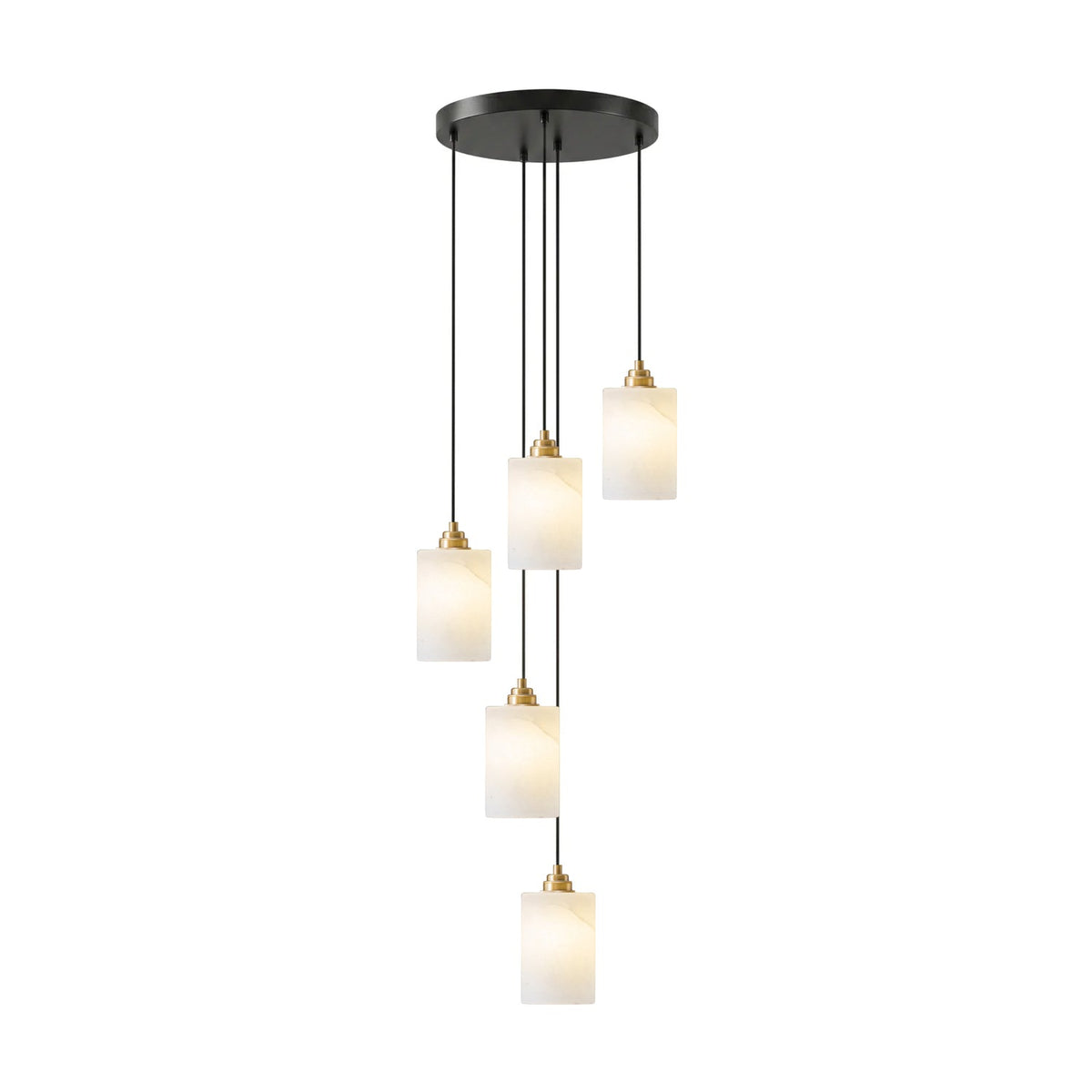 Nivanian Alabaster Cylinder Cluster Chandelier