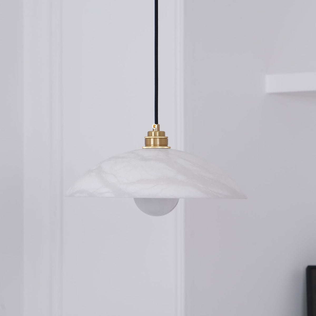 Gabriel Minimalist Alabaster Brass Dome Pendant Light