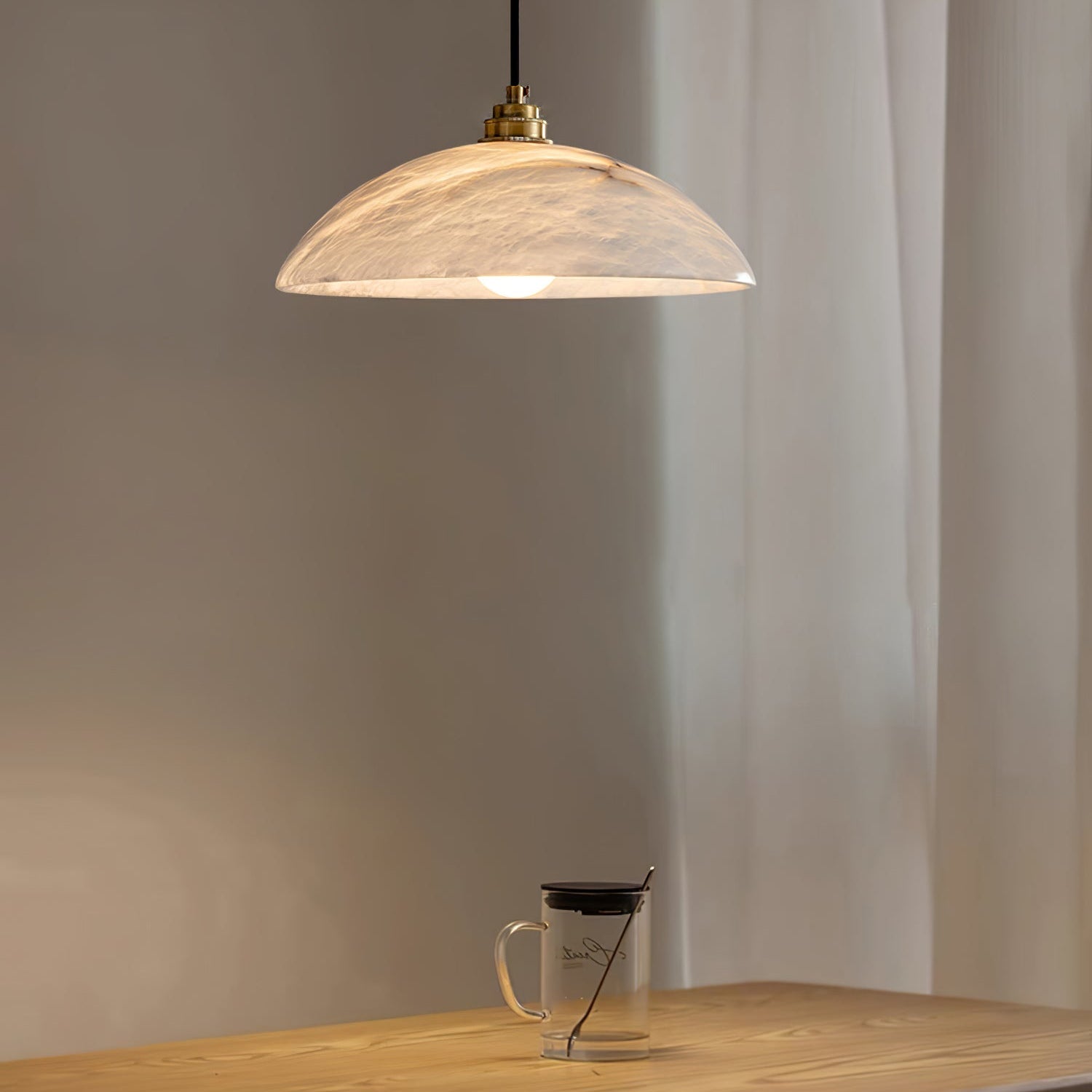Nerea Minimalist Alabaster Pendant Light - Neutral Decor