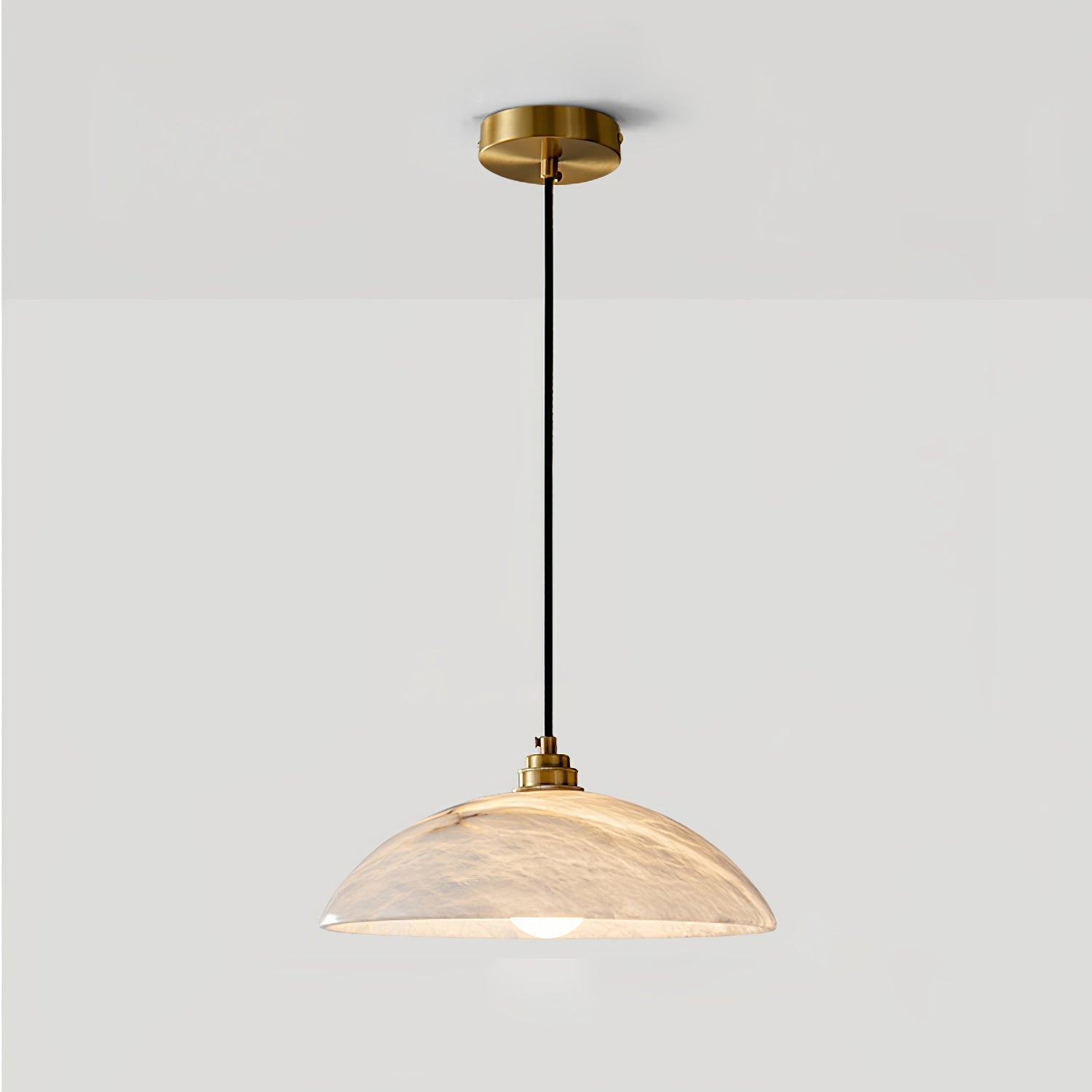 Gabriel Minimalist Alabaster Brass Dome Pendant Light