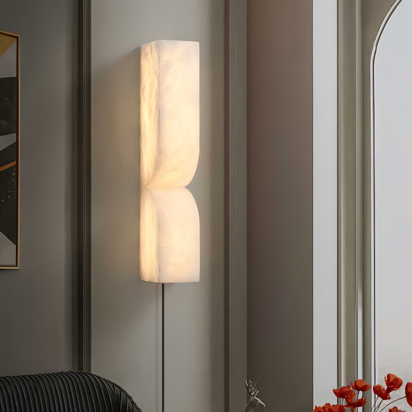 Lena Alabaster Rectangular Plug Wall Lamp