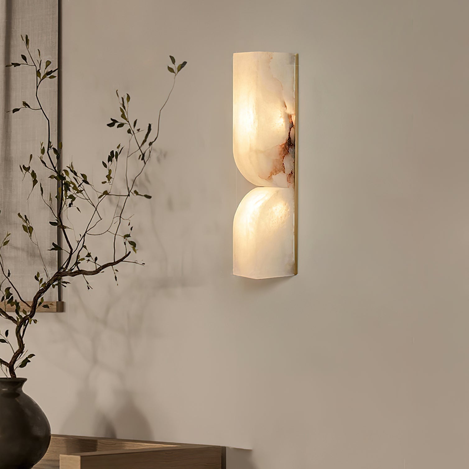 Lena Alabaster Rectangular Plug Wall Lamp