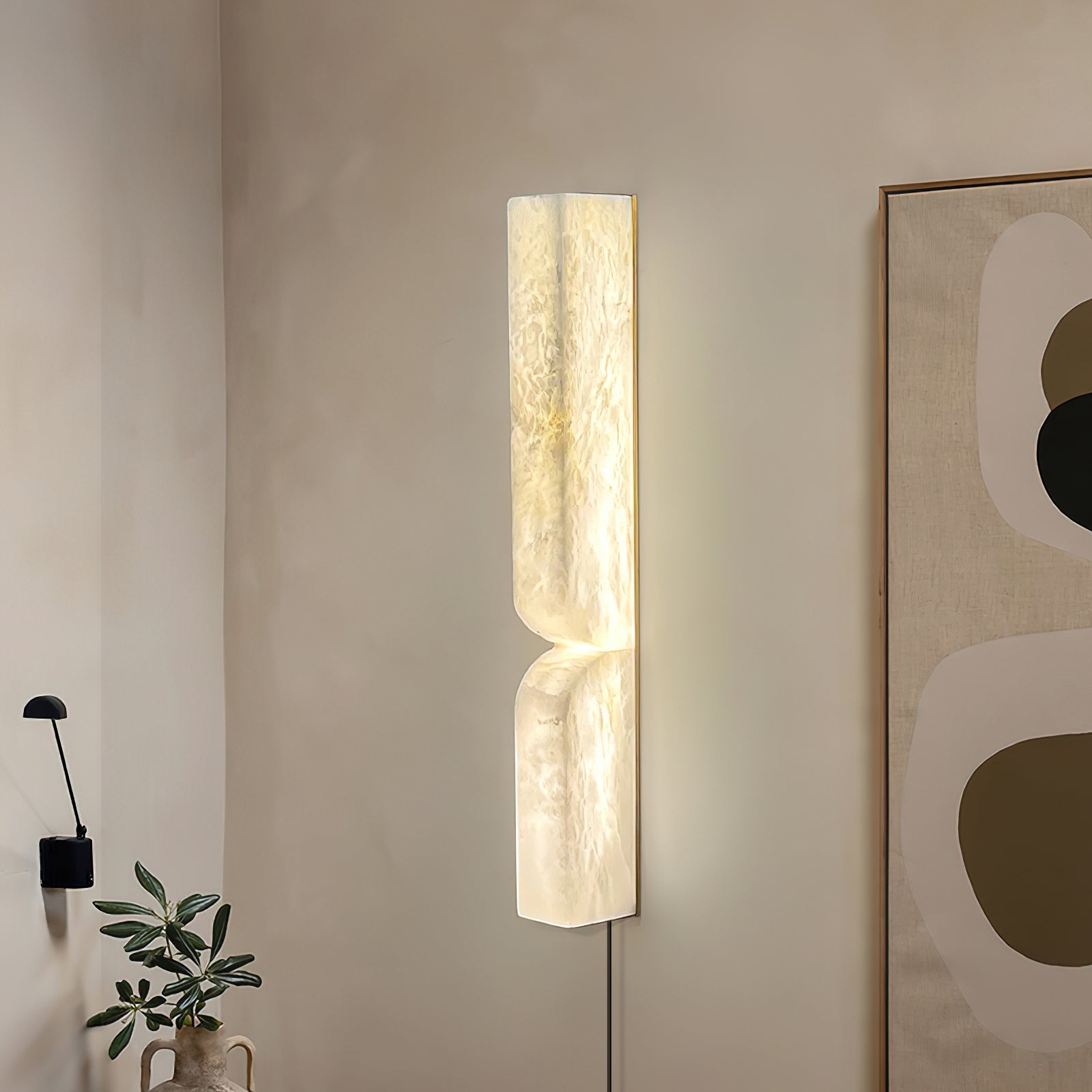 Lena Alabaster Rectangular Plug Wall Lamp