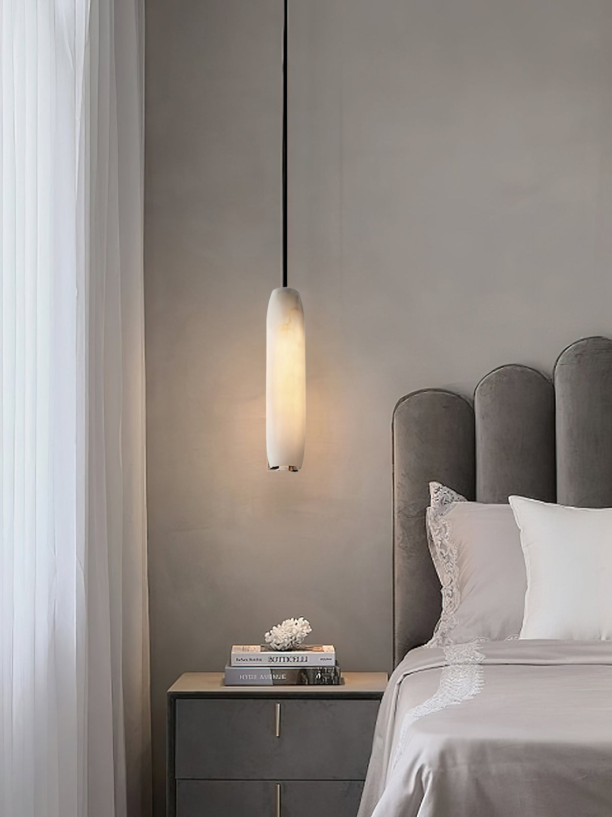 Orven Flute Modern Minimalist Alabaster Pendant Light