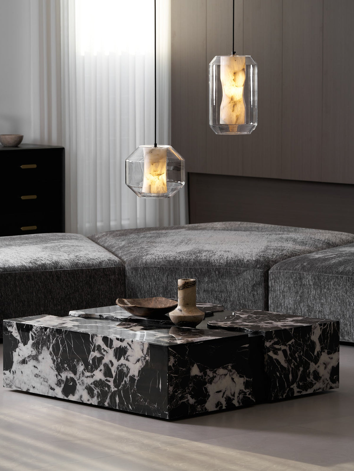 Edenborne Alabaster Glass Cylinder Pendant Light