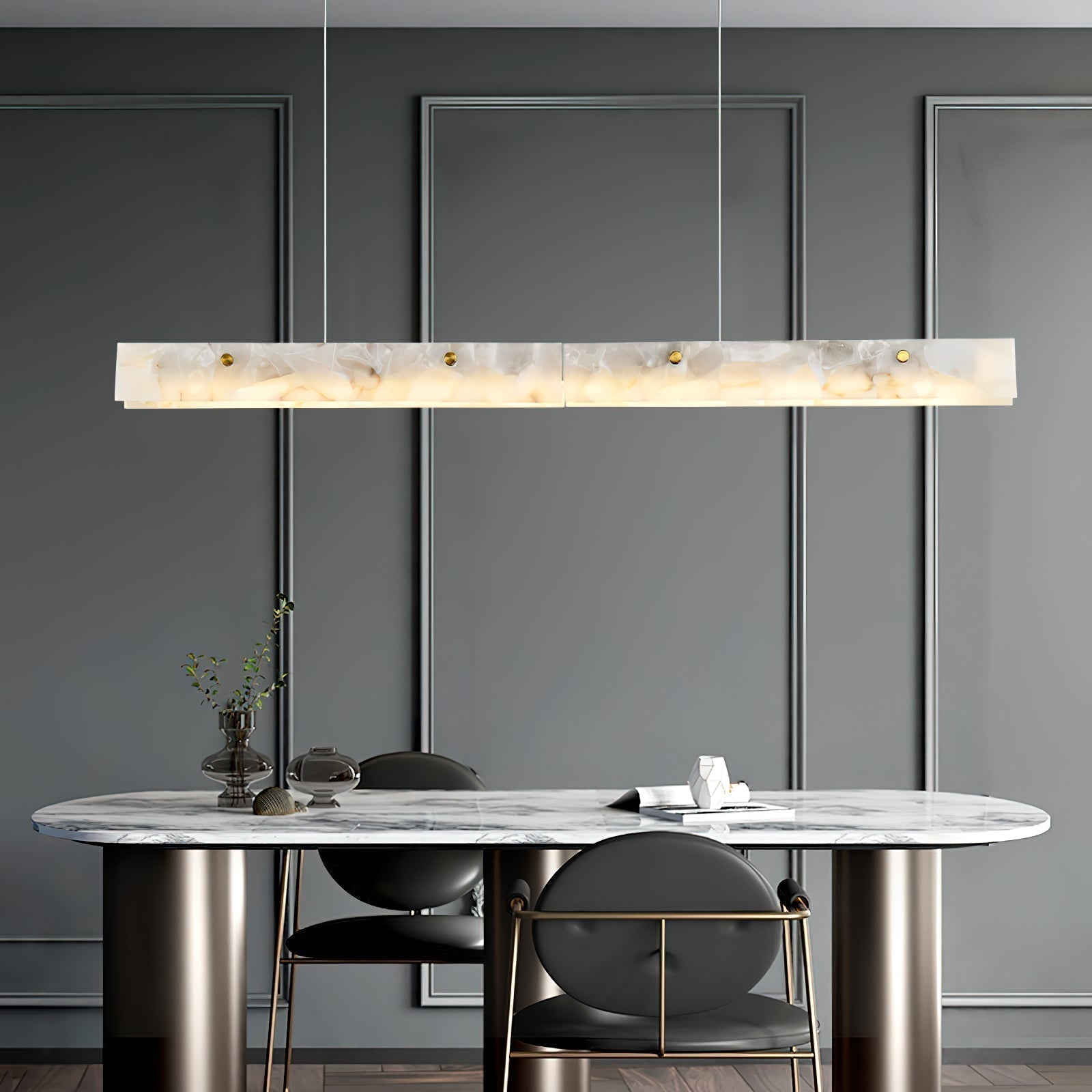 Vexor LED Modern Linear Alabaster Pendant Light