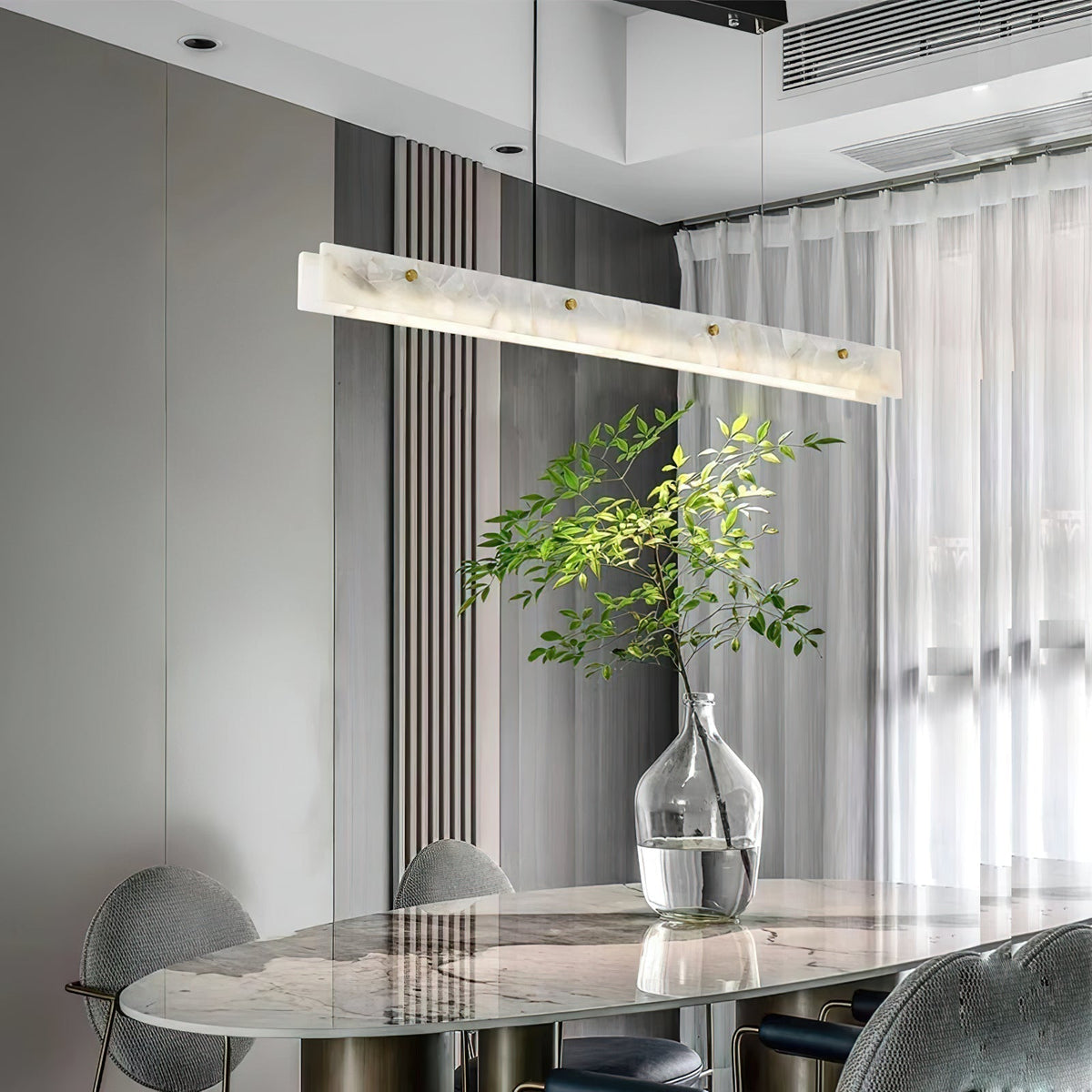 Vexor LED Modern Linear Alabaster Pendant Light
