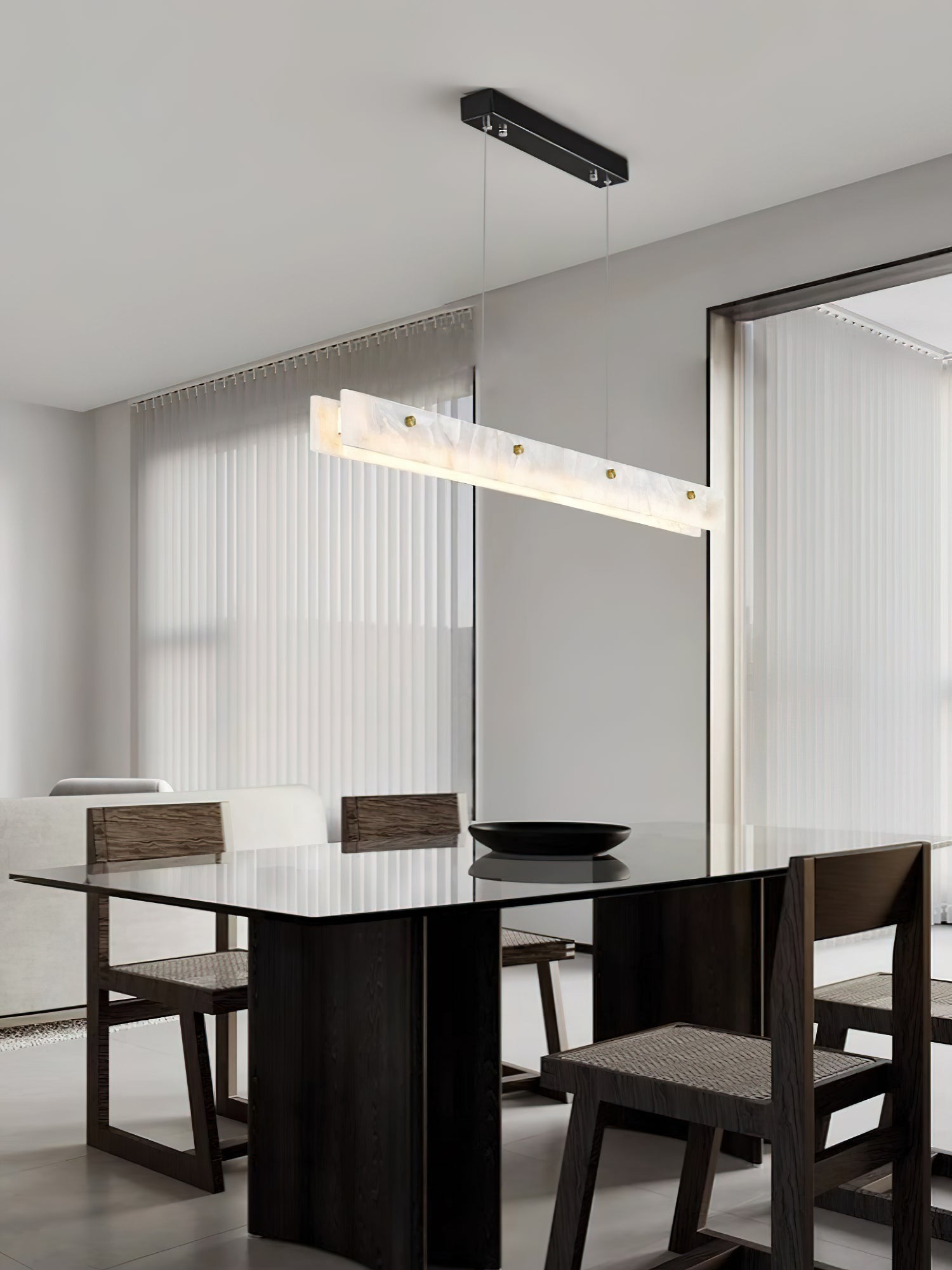 Vexor LED Modern Linear Alabaster Pendant Light