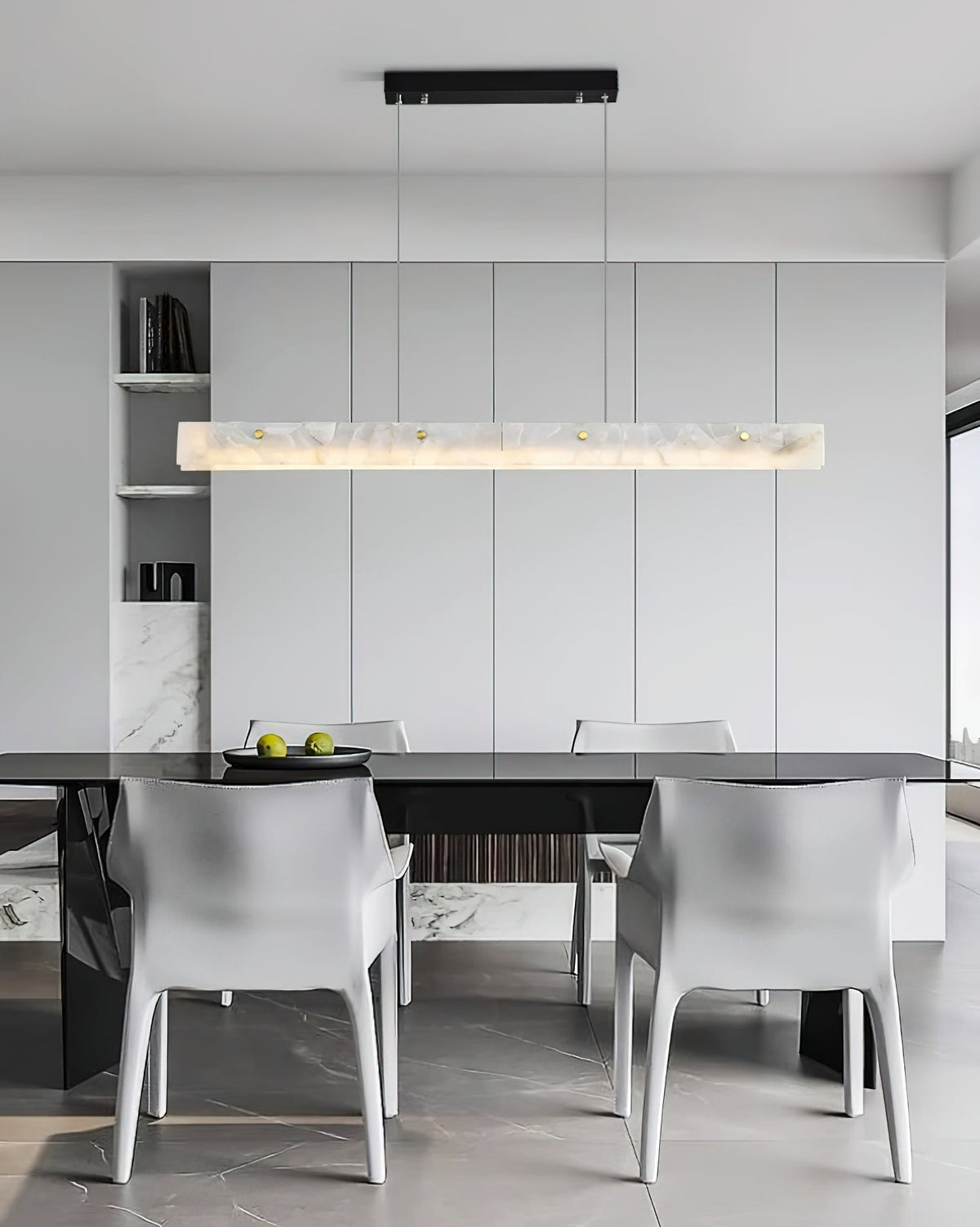 Vexor LED Modern Linear Alabaster Pendant Light