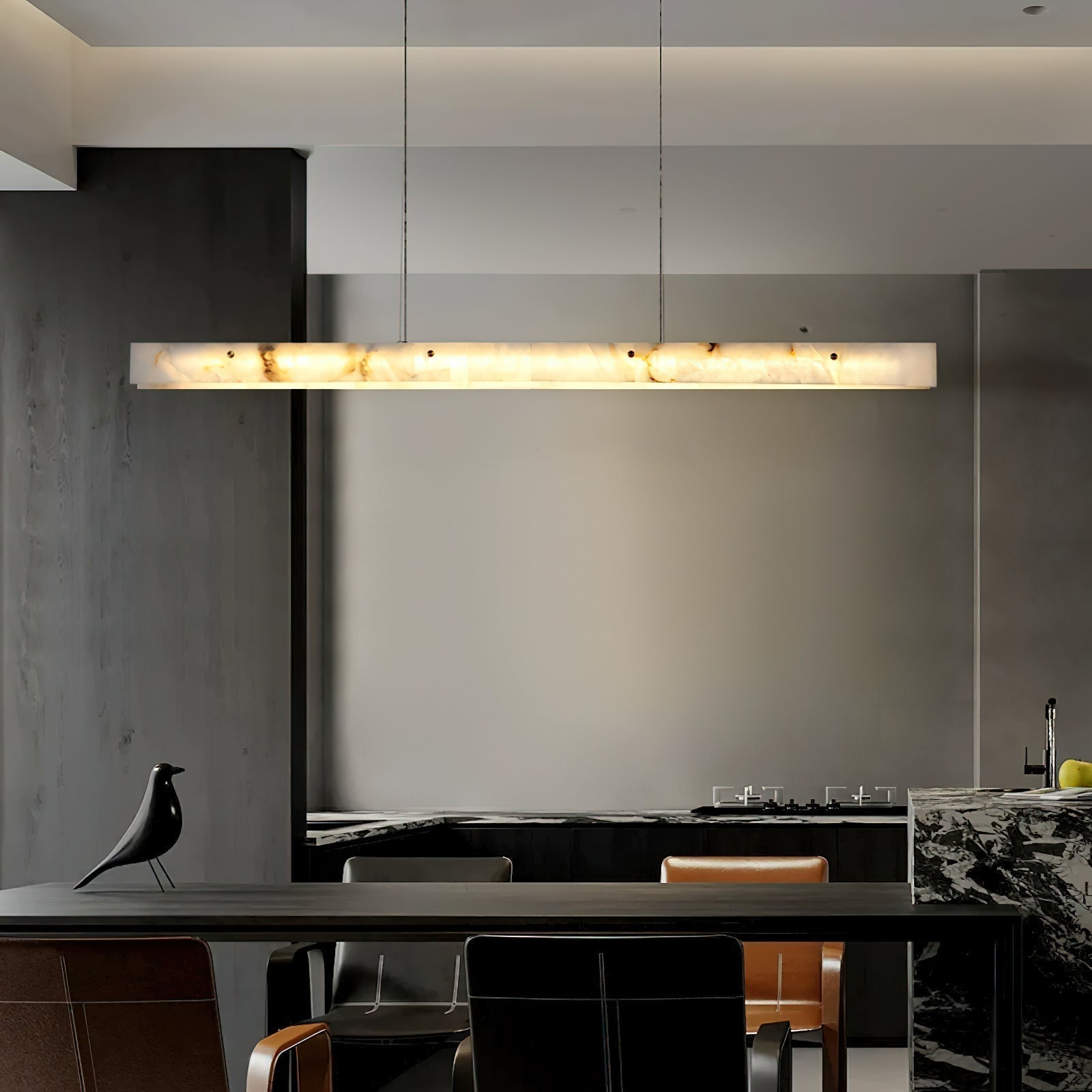 Vexor LED Modern Linear Alabaster Pendant Light