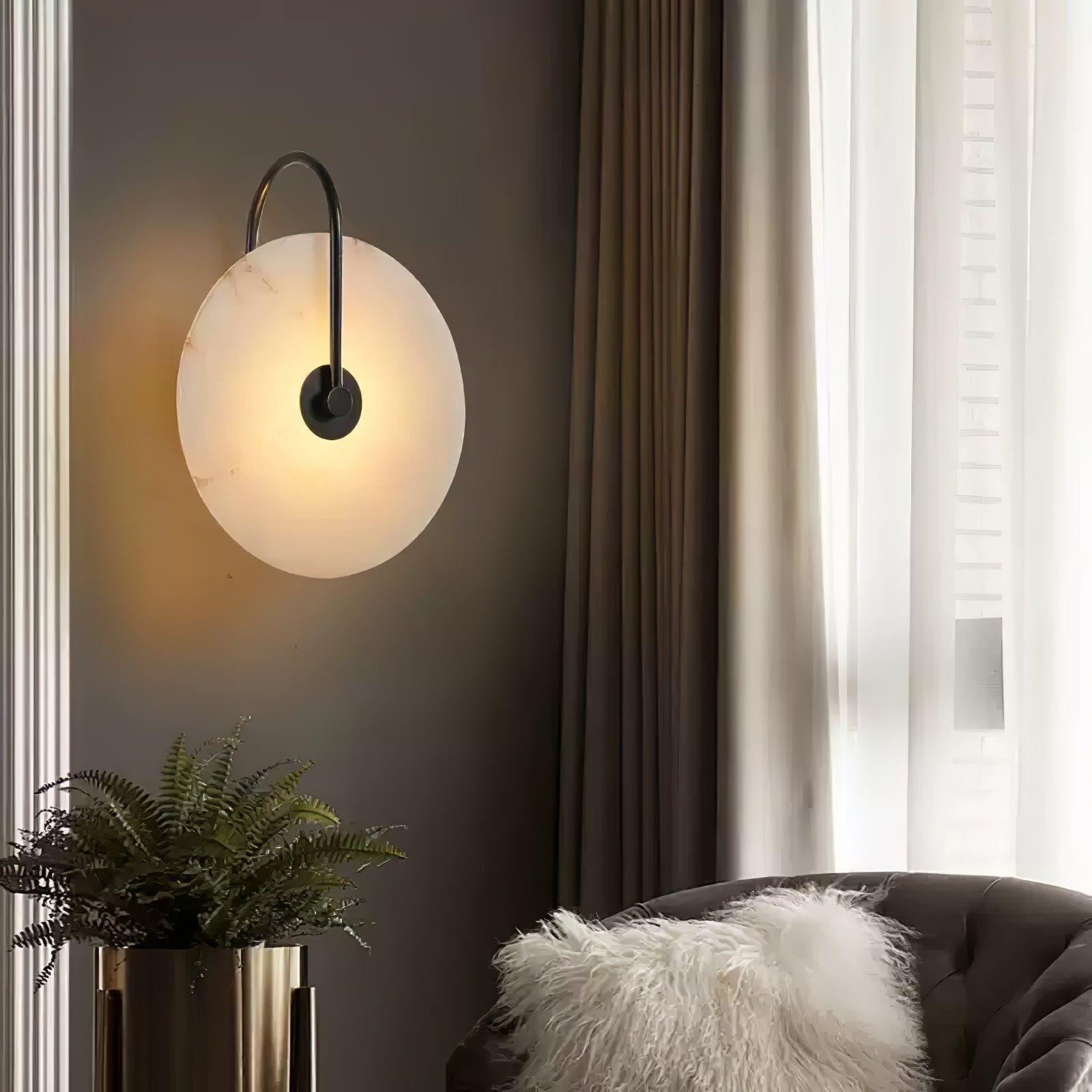Albeenne Alabaster Globe Wall Lamp