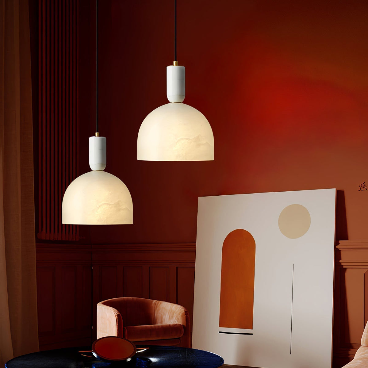 Leda Minimalist Alabaster Pendant Light