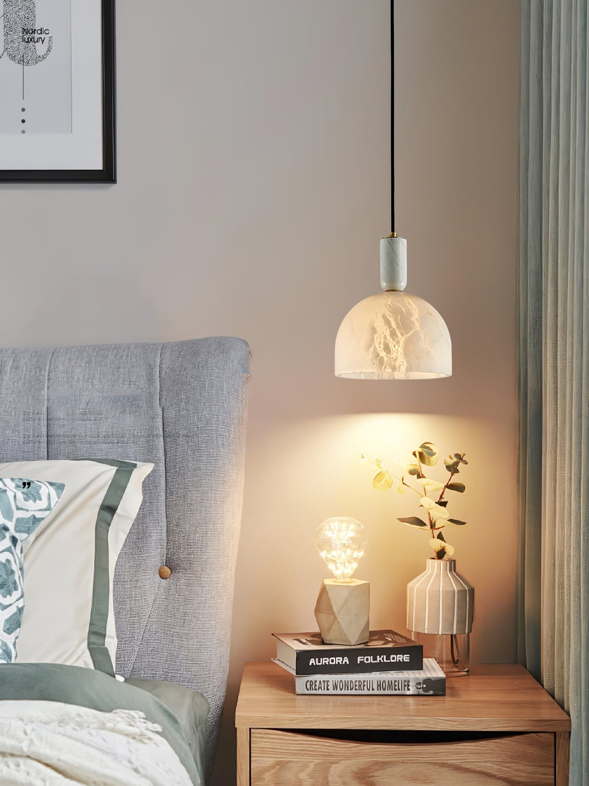Leda Minimalist Alabaster Pendant Light