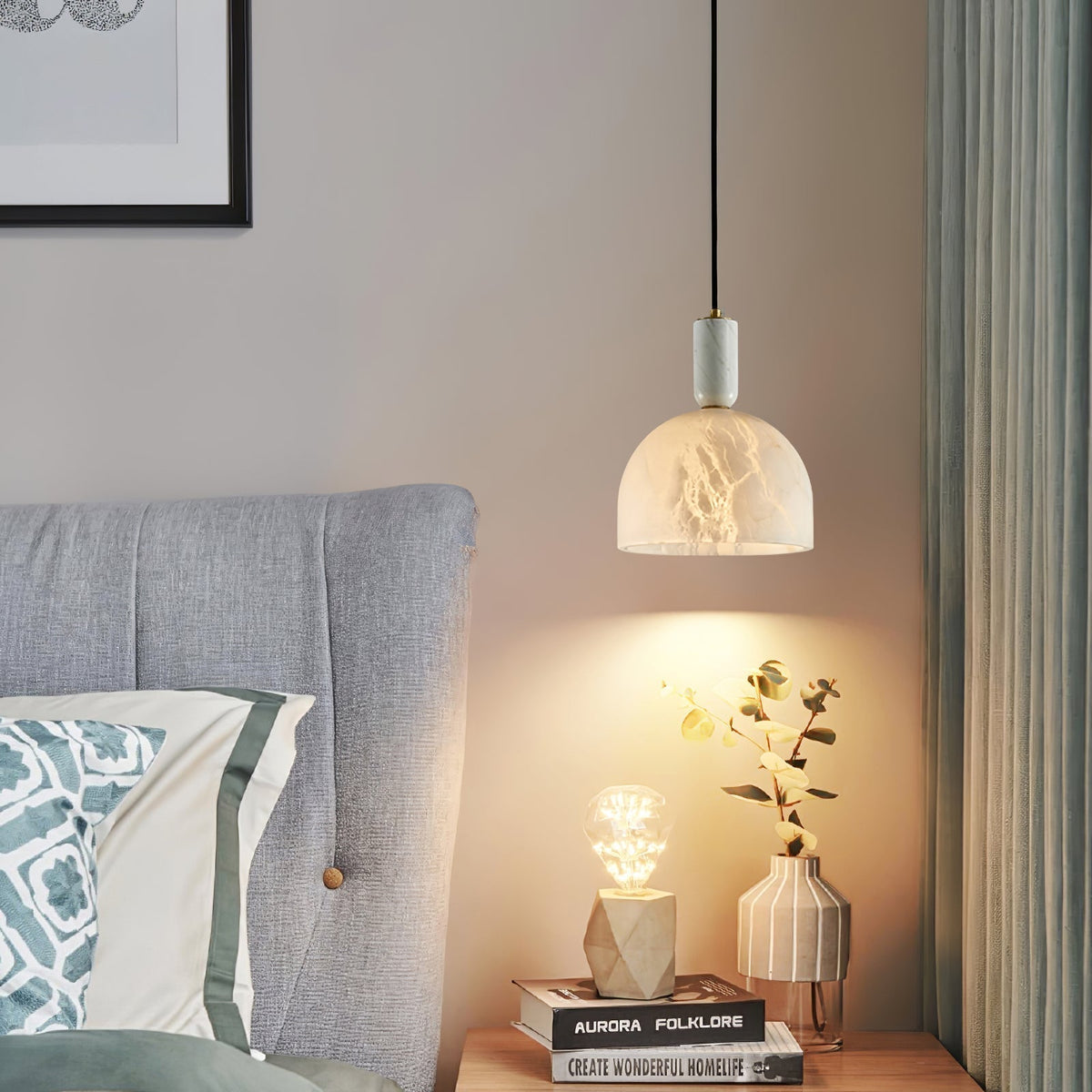 Leda Minimalist Alabaster Pendant Light