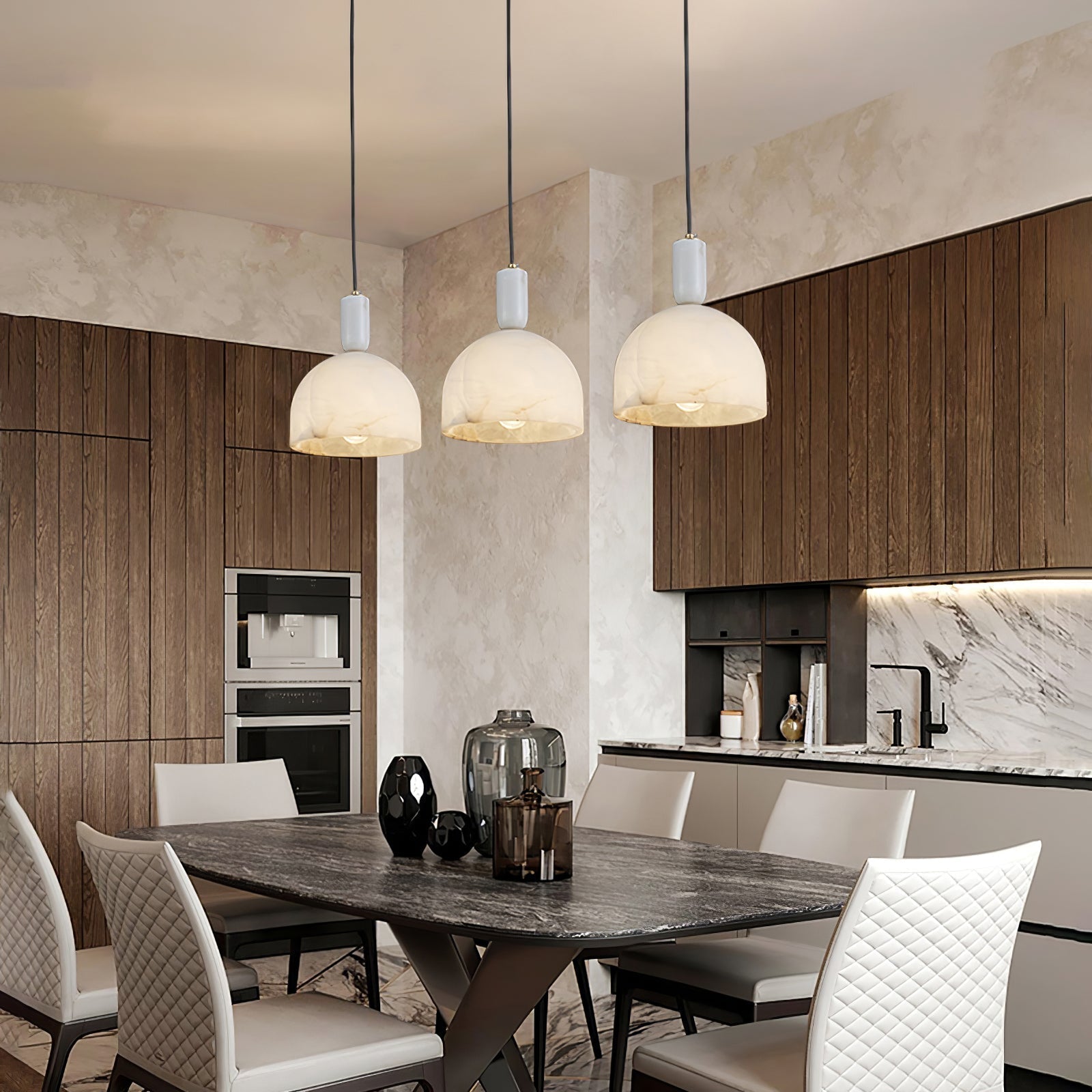 Leda Minimalist Alabaster Pendant Light