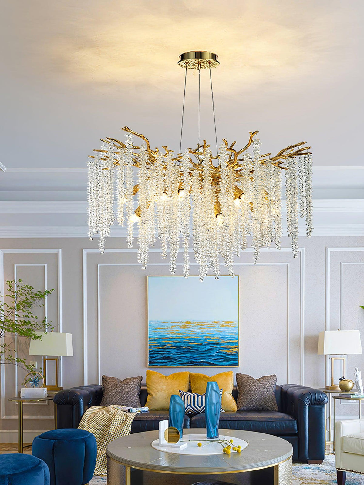 Elyuira Chandelier Gold Crystal Branch Elegant