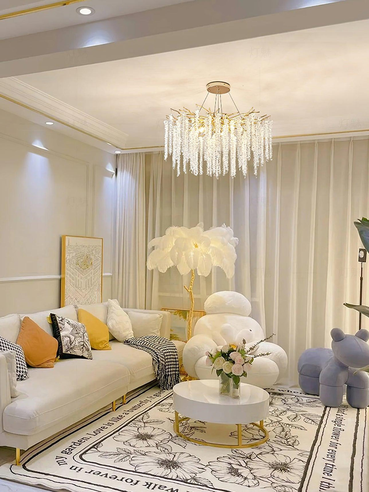 Elyuira Chandelier Gold Crystal Branch Elegant