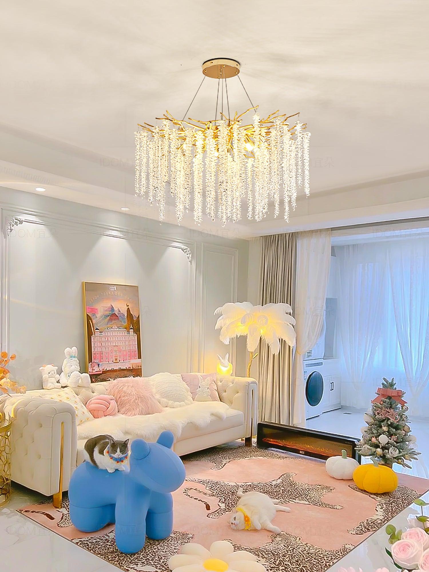 Elyuira Chandelier Gold Crystal Branch Elegant
