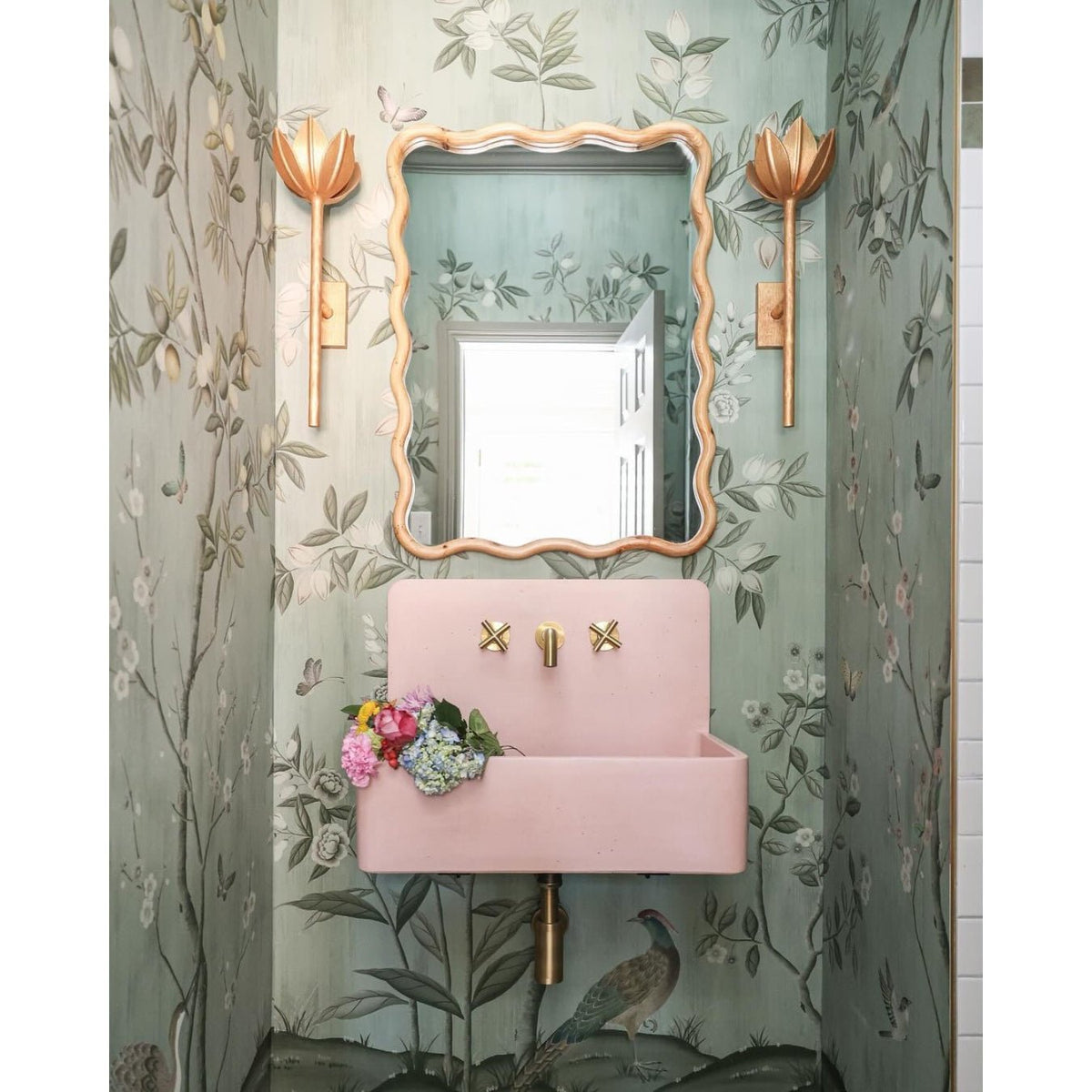 Clira Brass Lotus Bloom Wall Lamp